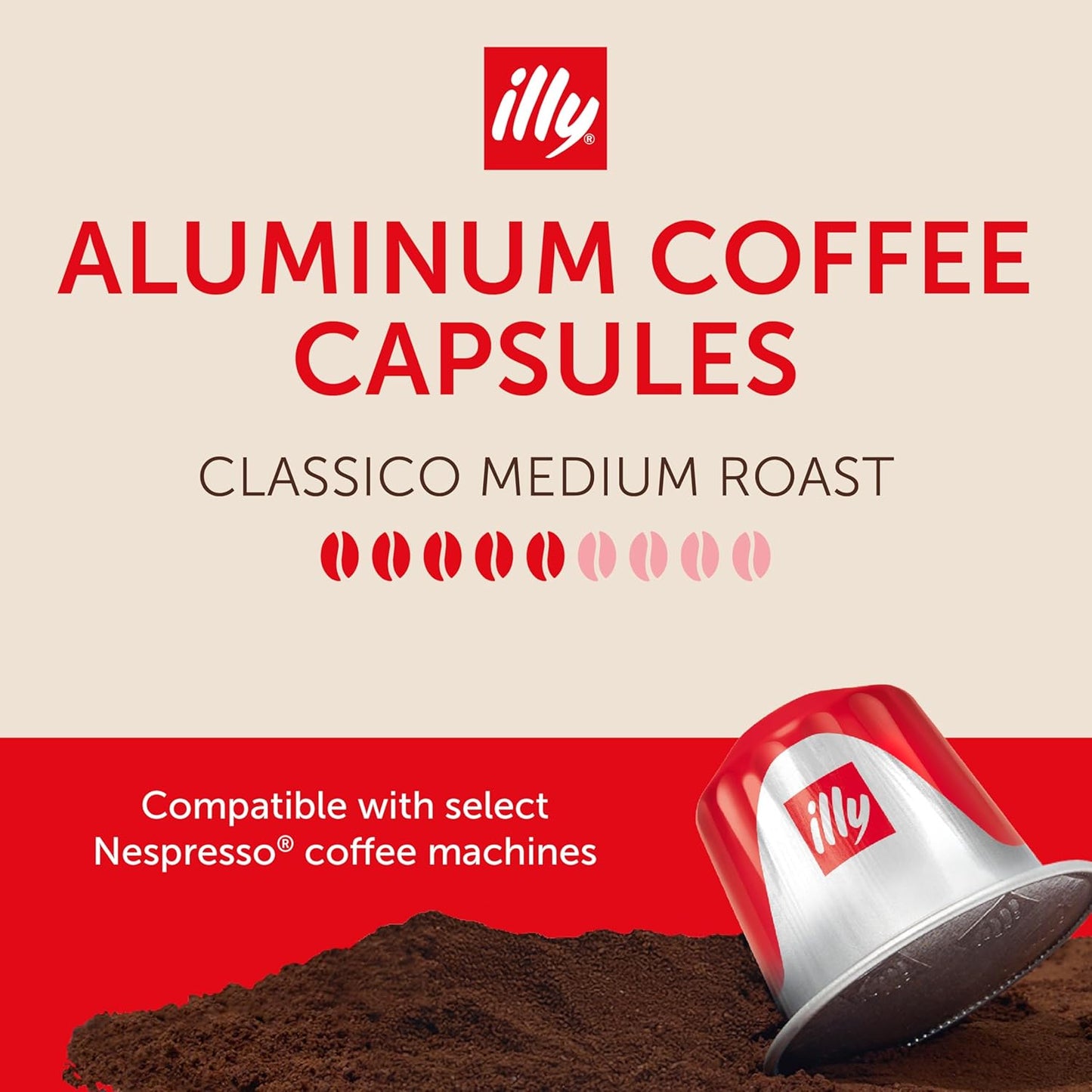 illy Aluminum Espresso Coffee Pods - Compatible with Nespresso Machines - Classico Medium Roast - Mild & Balanced, Single Serve Capsules - 10 Count (Pack of 20)