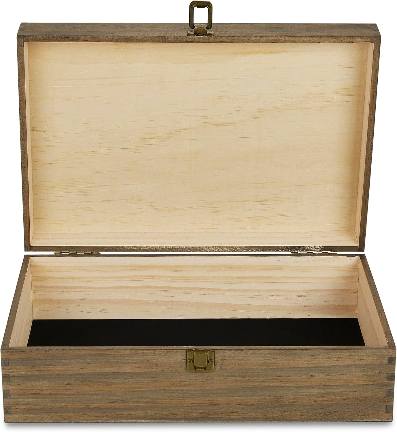 makerflo XL Dark Walnut Wood Memory Box (Pack of 1) with Hinged with Clasp, Black Felt Inside, Keepsake Wooden Box Ideal for Craft and Personalization (Laser Engraving, Epoxy, UV DTF, and Vinyl)