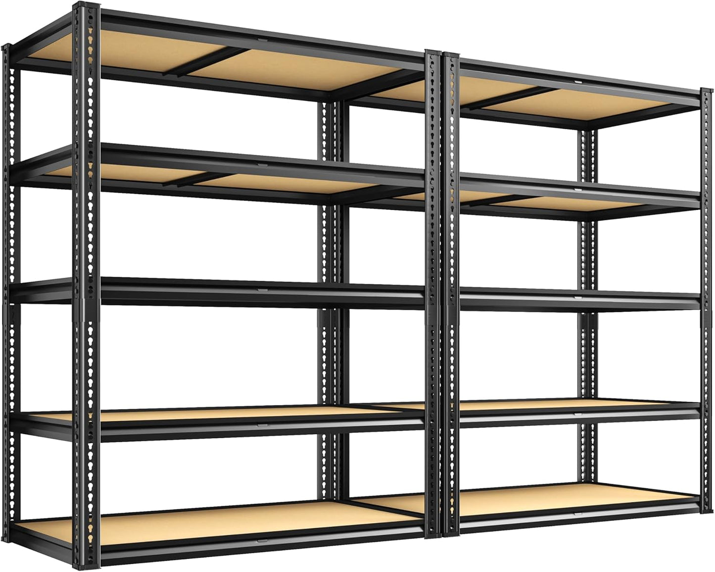 2050LBS Storage Shelves Heavy Duty 5 Tier Garage Storage Shelving, Adjustable Metal Shelving Unit Utility Rack Shelf for Warehouse, Pantry, Closet, 72" H x 35.56" W x 16" D, Black.2PCS