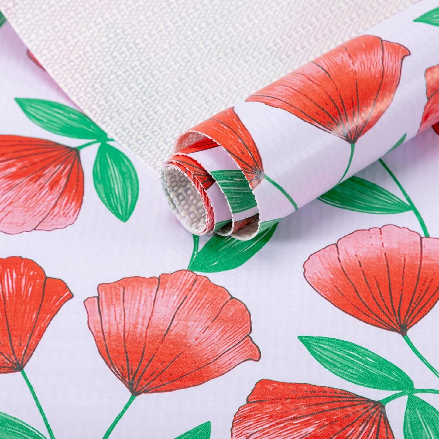 2 Rolls 12" W x 120" L Floral Drawer and Shelf Liner for Cabinets, Non-Adhesive Strong Grip Non-Slip Flower Shelf Cabinet Kitchen Shelf Liners for Kitchen Cabinets