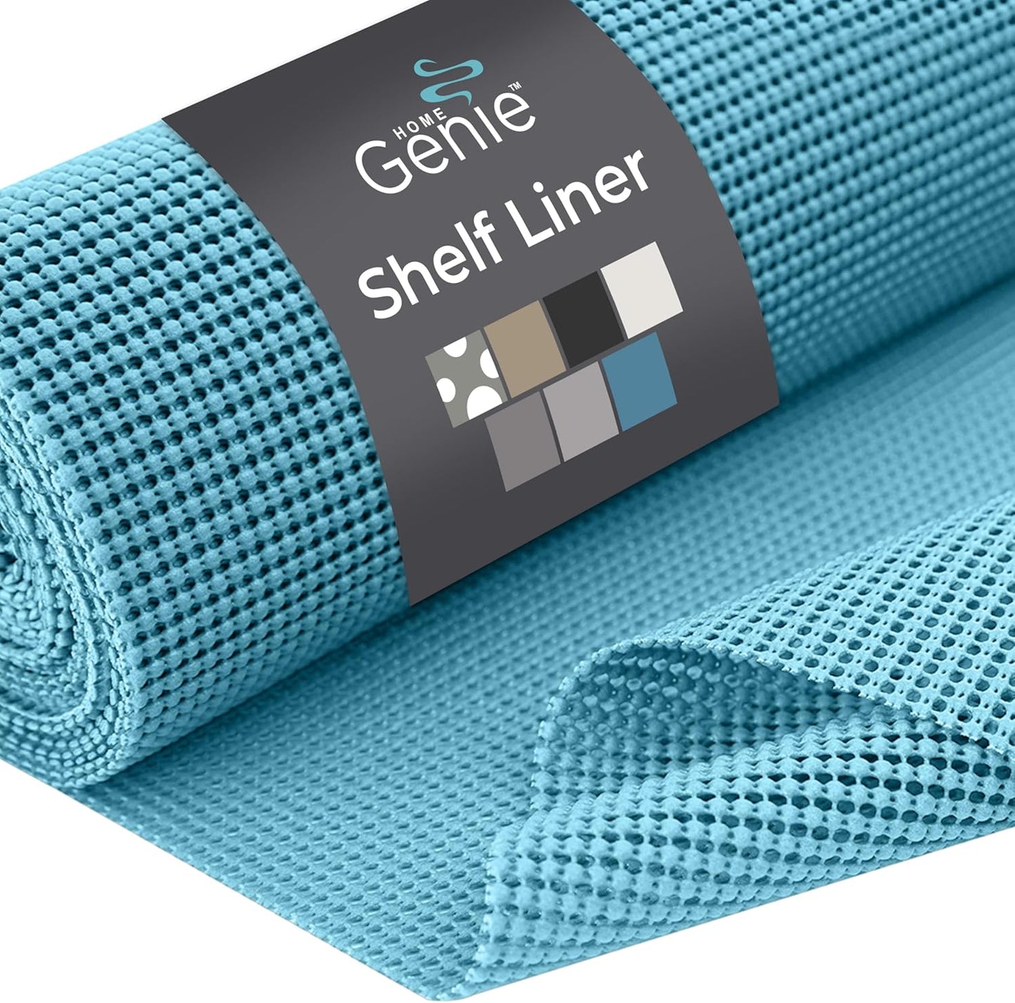 HOME GENIE Shelf Drawer and Cabinet Liner, Durable with Strong Grip, 17.5 in x 20 FT, Non Adhesive Liners Protect Kitchen Cabinets and Cupboard, Pantry, Bathroom Drawers and Shelves, Desks, Teal