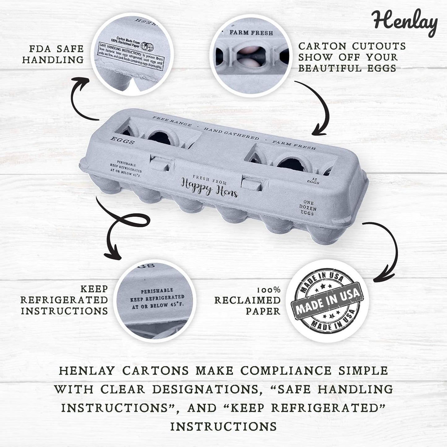Egg Cartons- Adorable Printed Design for Farm Fresh Eggs, Recycled Paper Cardboard, Sturdy & Reusable, Holds up to XL Chicken Eggs (Blank Stamping, 90)