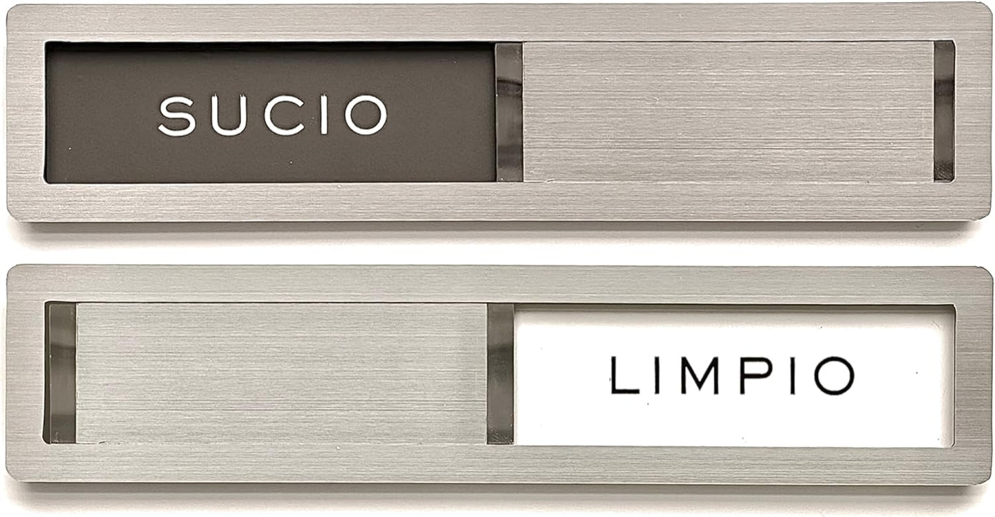Dishwasher Magnet Clean Dirty Sign (Spanish), Limpio Sucio, Kubik Letters Premium Stainless Steel Grade 304, Kitchen Organizers and Storage Decor Accessories, Extra Adhesive Tapes Included