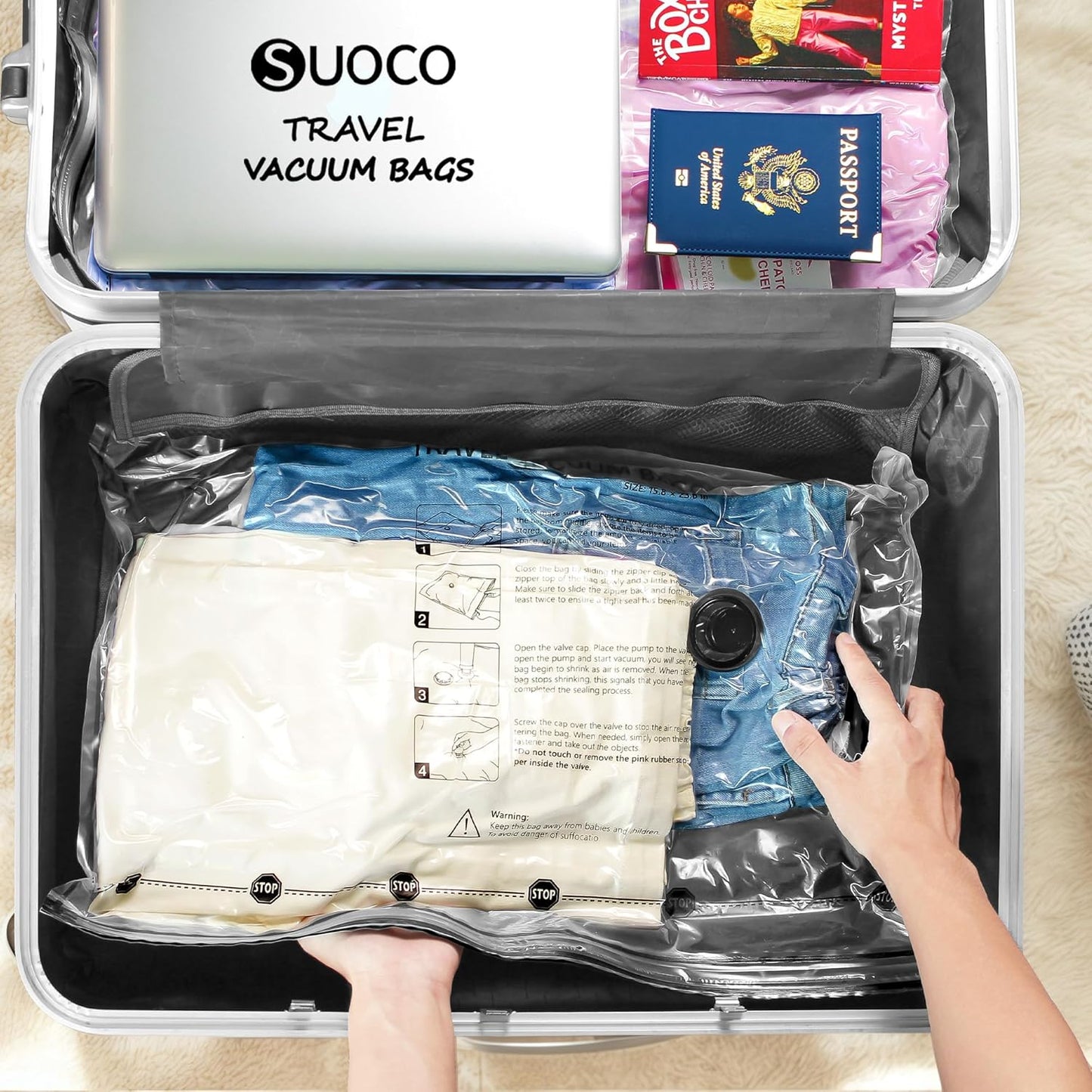 9 Pack Travel Vacuum Storage Bags for Clothing with Rechargeable Electric Pump, Compression Packing Cubes Organizer for Luggage Suitcase, Space Saver Seal Bags for Vacation Cruise