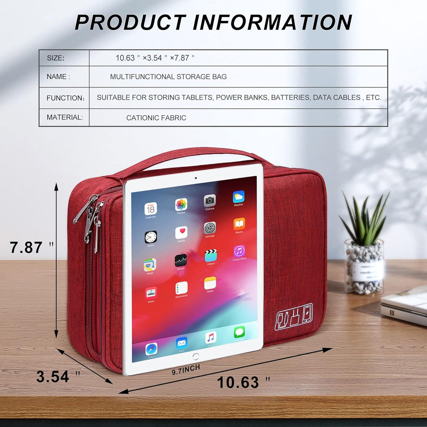 SELLYFELLY Electronic Bag Travel Cable Accessories Bag Waterproof Double Layer Electronics Organizer Portable Storage Case for Cable, Cord, Charger, Phone, Adapter, Power Bank, Kindle, Hard Drives