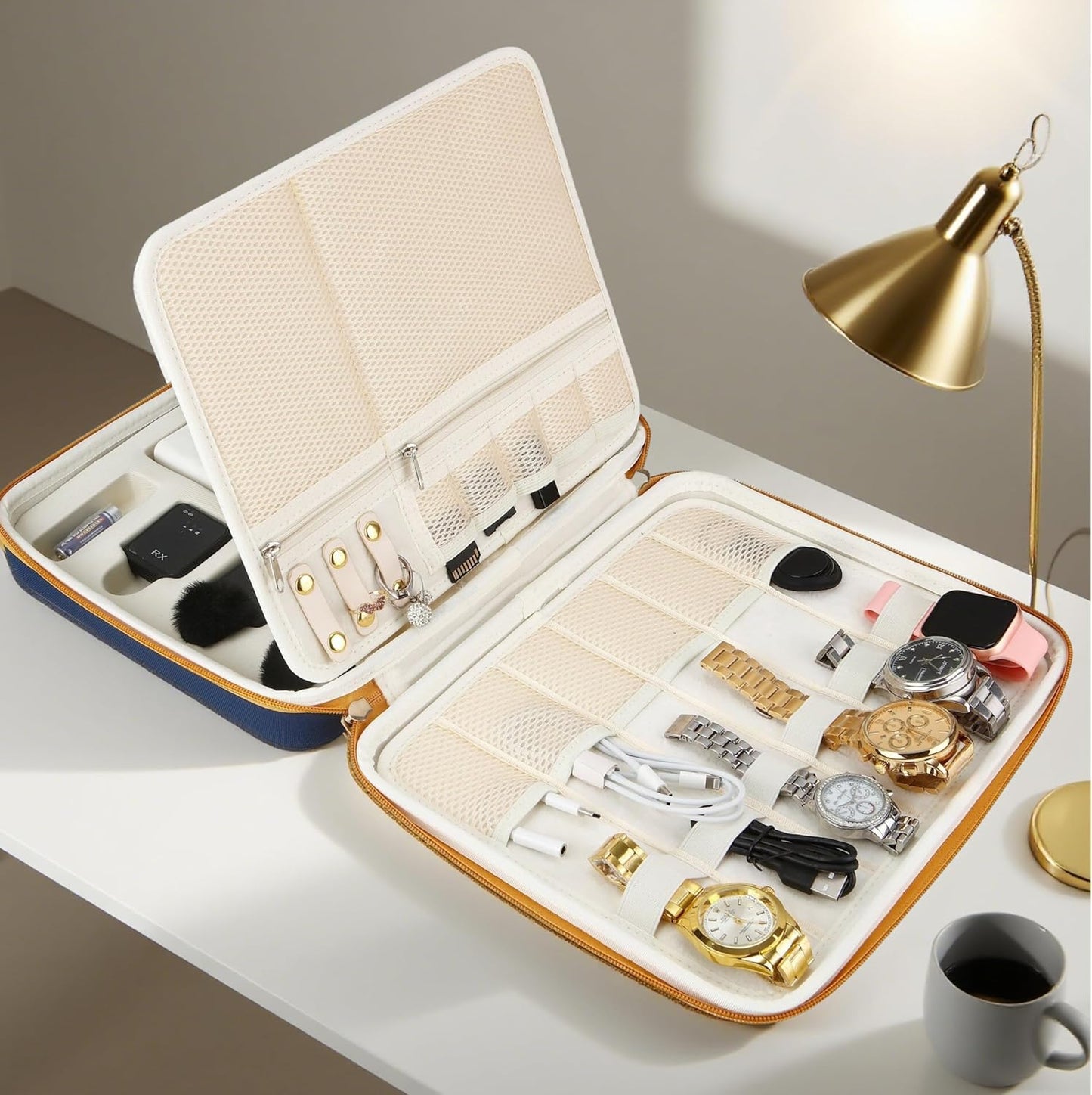 Essential Electronics Travel Organizer Case, Tech Accessories Travel Pouch for Power Bank, Chargers, Tablet, SD card, Cables, Wireless go II mic, DJI Mic, Mouse, Glasses, Watch, Earrings, Documents