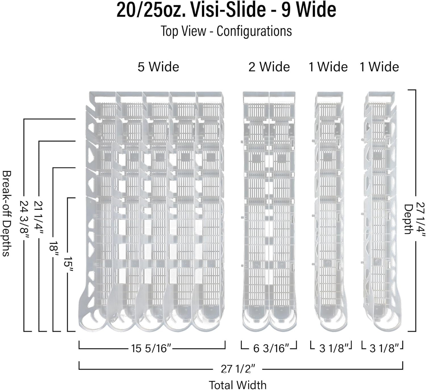 Visi-Slide 20oz Soda Beverage Dispenser - Gravity Fed Glide for Angled Shelves for Coolers, Commercial Refrigerators, Cold Vaults (Pack of 6) Drink Organizer for Cans, Bottles and More