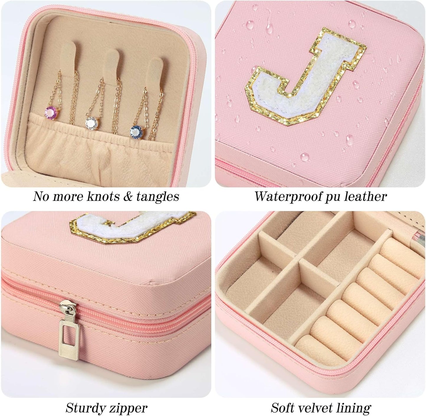 Parima Bridal Shower Gifts for Women, Bridesmaid Proposal Gifts | Wedding Travel Essentials - Small Jewelry Box & Travel Case - Letter S, Pink
