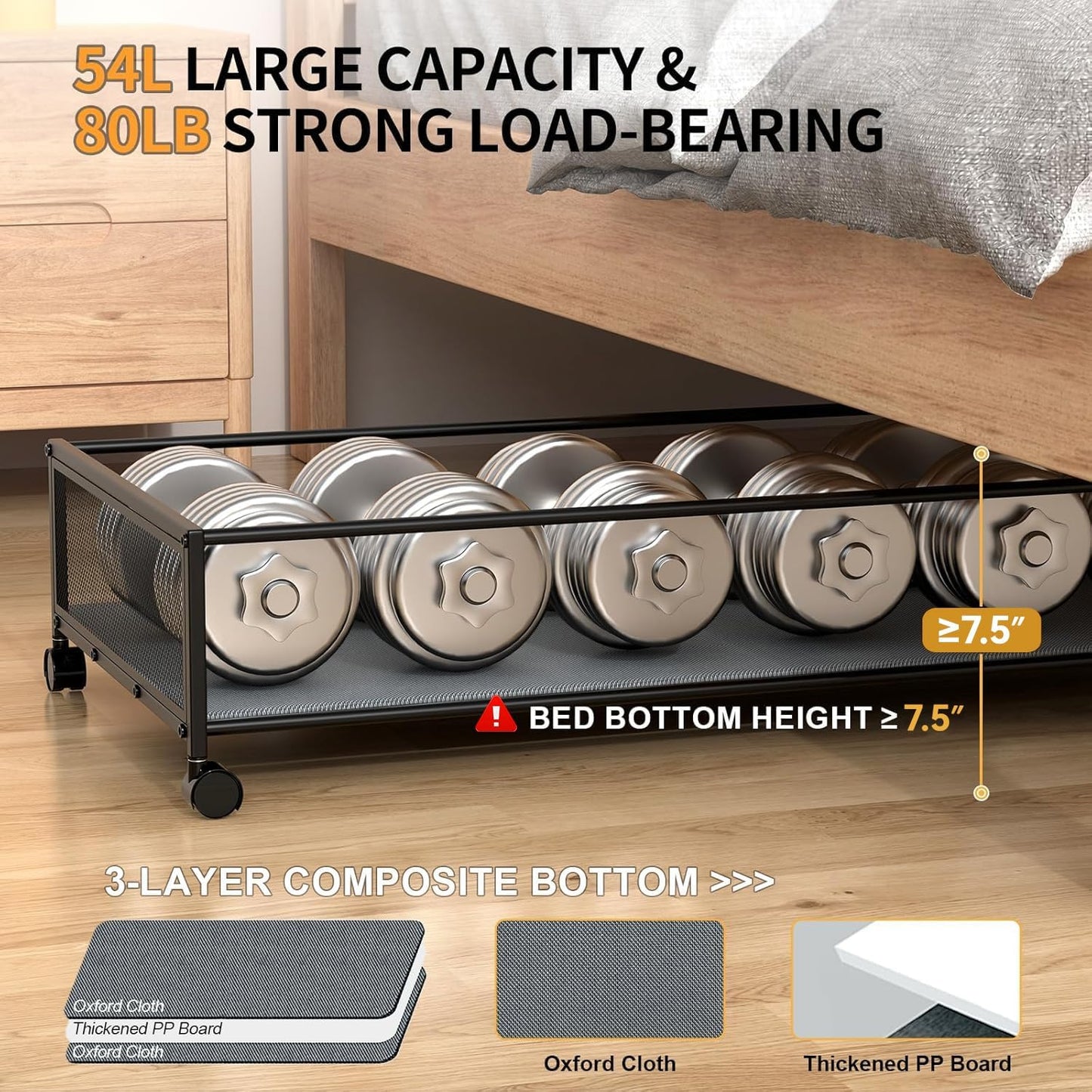 Under Bed Storage with Wheels, XXXL Larger Under Bed Storage Containers with Clear Lids, 36'' Lengthen Under Bed Shoe Organizer for Shoes Clothes(Grey 2 Pack, XXXL(36"x16.6"x7.48"))