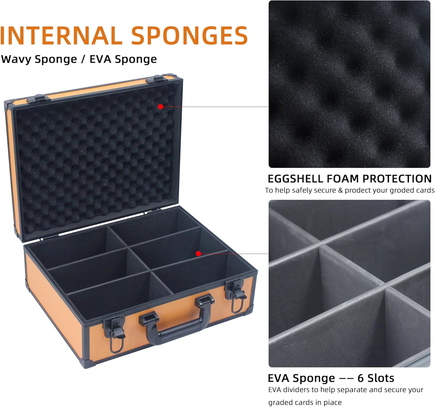 Graded Card Storage Box; Durable Sports, PSA Card Storage Case- Trading Card Storage Box - PSA Slab Case For Top Loaders (ORANGE, 16.5x13.3x6.9 inches)