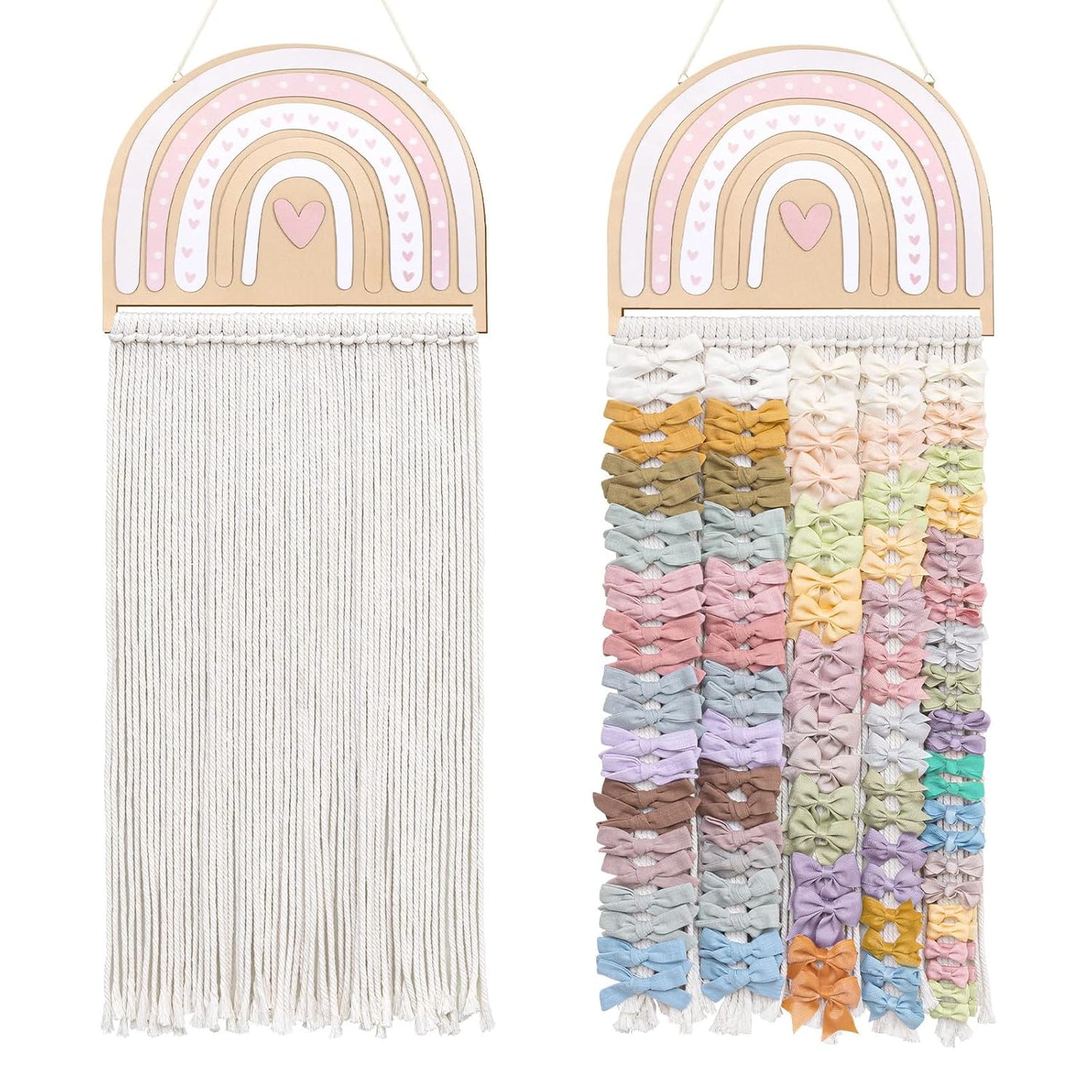 POVETIRE Headband Holder Bow Holder for Girls Hair Bows,Rainbow Hair Accessories Organizer Storage Wall Hanging Display for Nursery Toddler Girls Room (Rainbow)