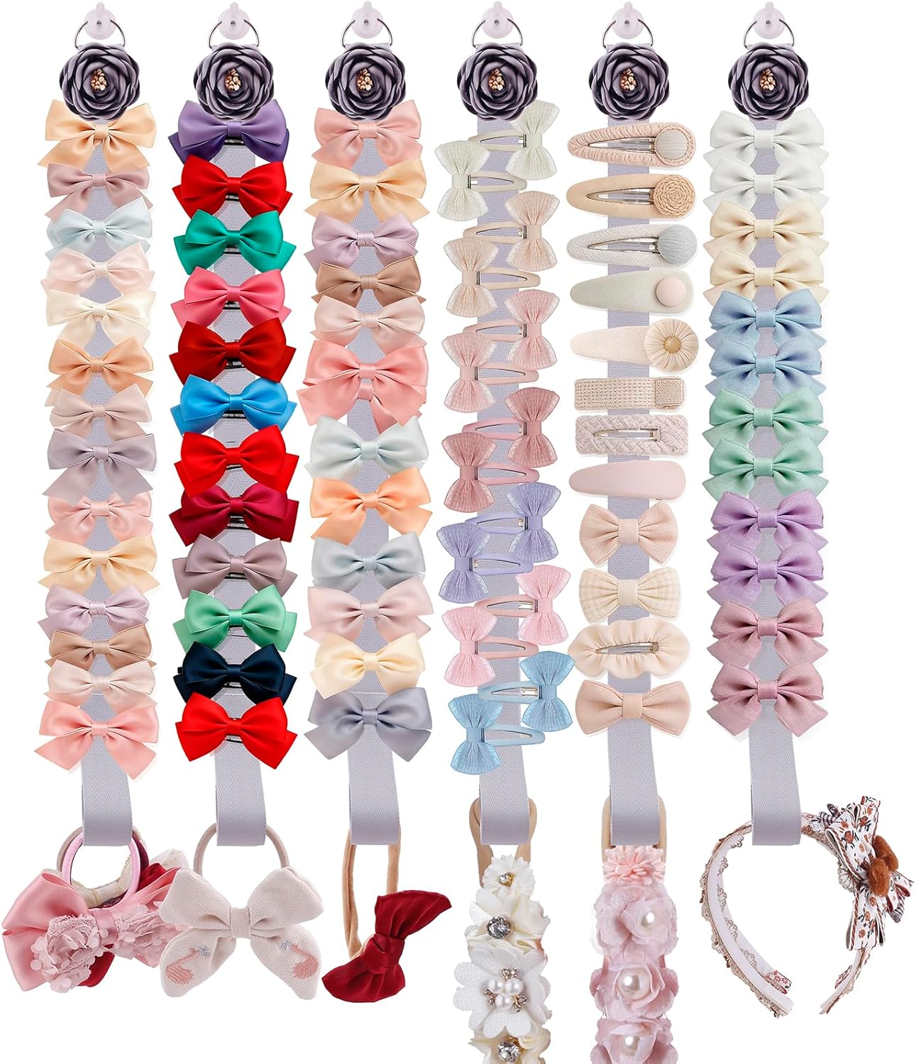 6PCS Bow Holder Hair Bow Organizer,Baby Decorative Hair Accessories Organizer,Flower Hair Clips Storage Bow Holder for Girls Hair Bows,Room Nursery Wall Hanging Decors (hua-6-B) (hua-6-B) (hua-6-H)