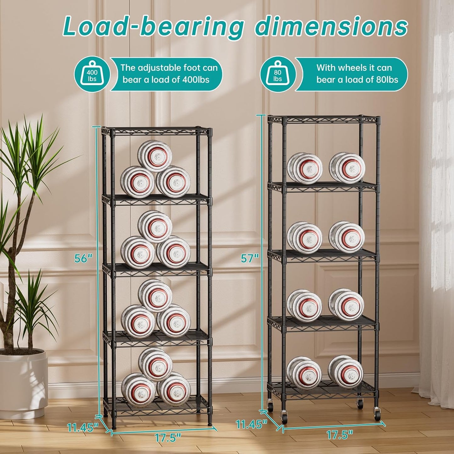 SINGAYE Shelf Closet Wire Shelving：Adjustable Metal Unit for Laundry Room Organization Bathroom Kitchen Home Storage with Wheels Small Pantry Rack Shelves