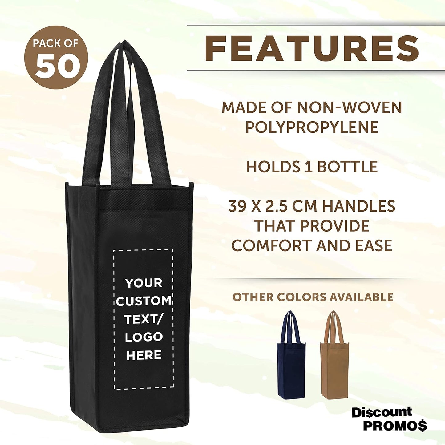 DISCOUNT PROMOS Non-Woven Vineyard Two Bottle Wine Bags