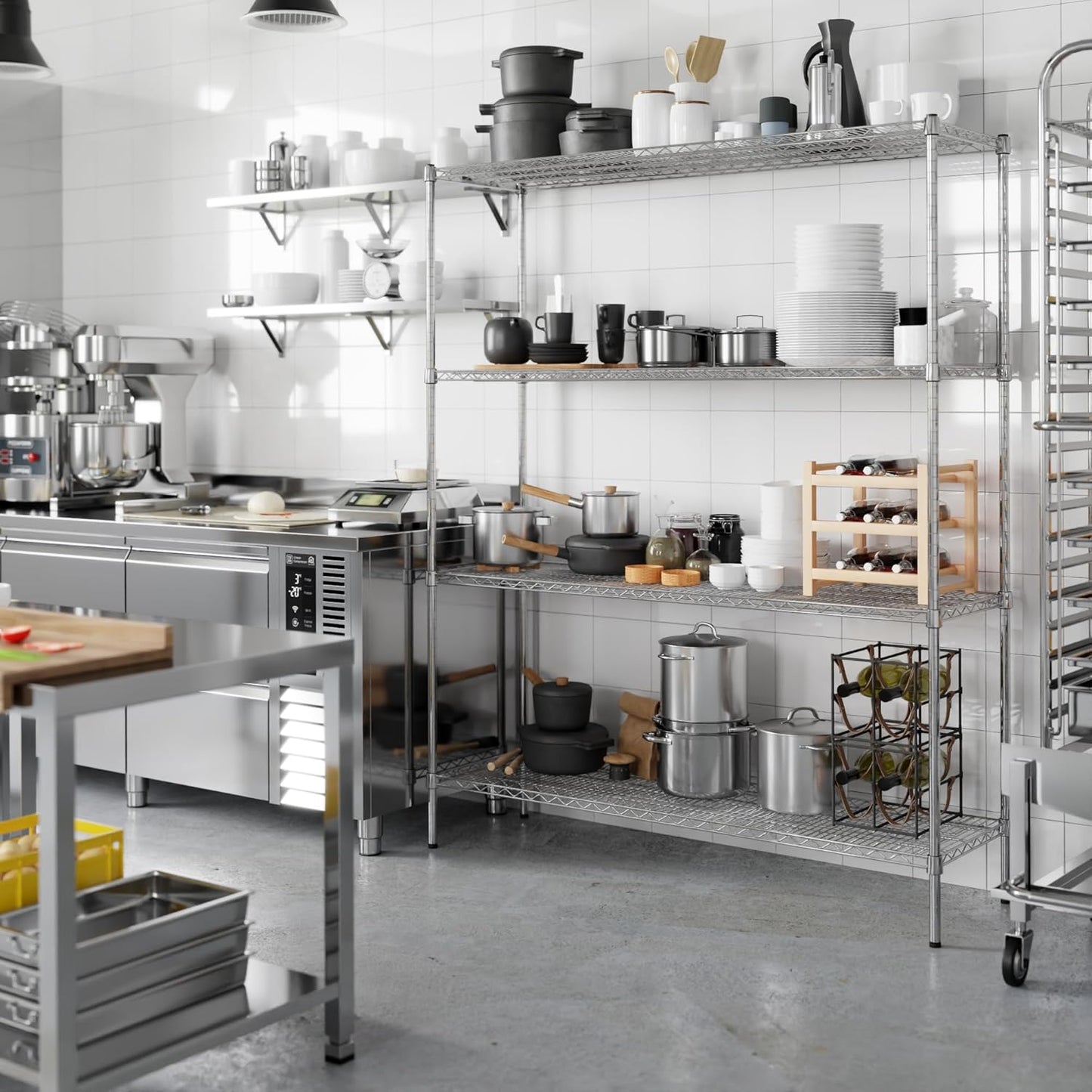 18" Deep x 60" Wide x 74" Height Wire Shelving Kit | 4-Tier | NSF Commercial Storage Rack Unit