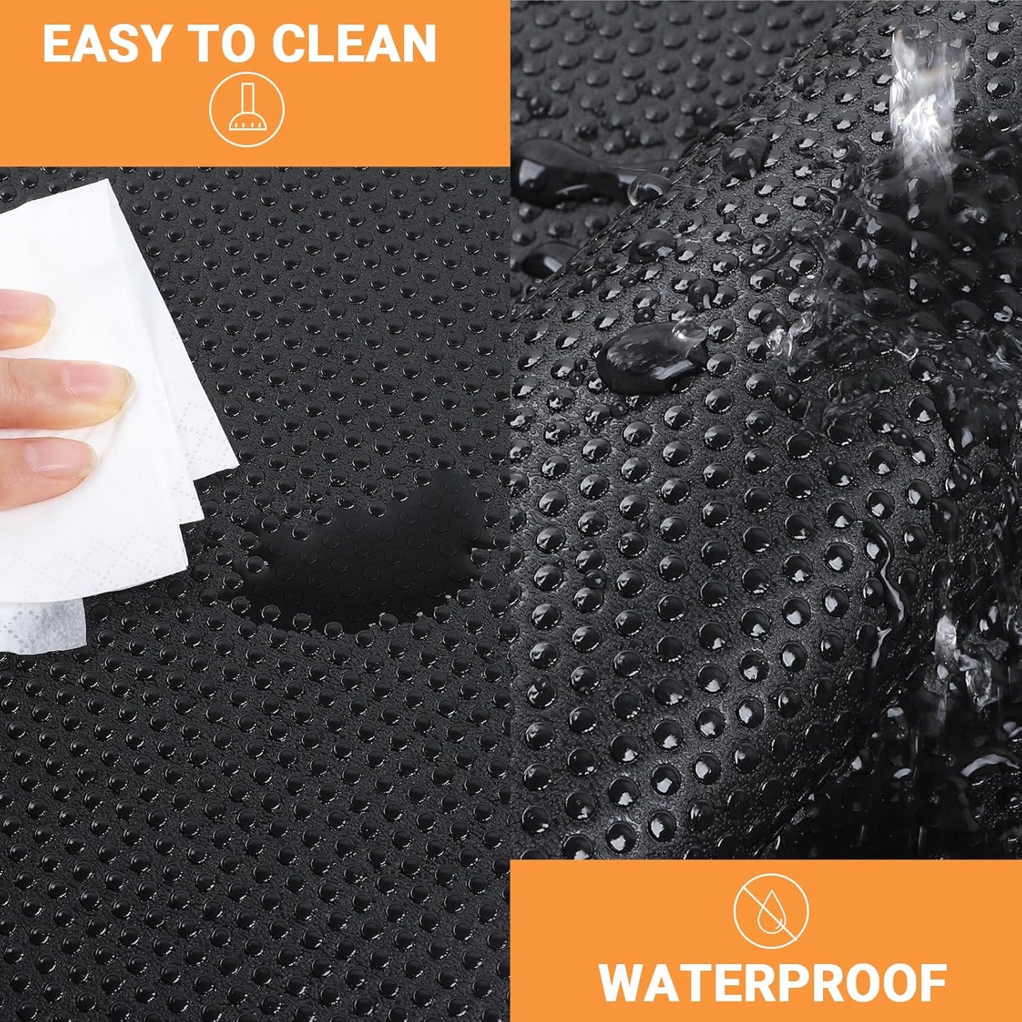 FLPMIX Black Shelf Liner 12 inch Wide: Easy to Cut Kitchen Cabinets Drawer Liner - 12" x 396 Inch EVA Waterproof Pantry Cupboard Liners