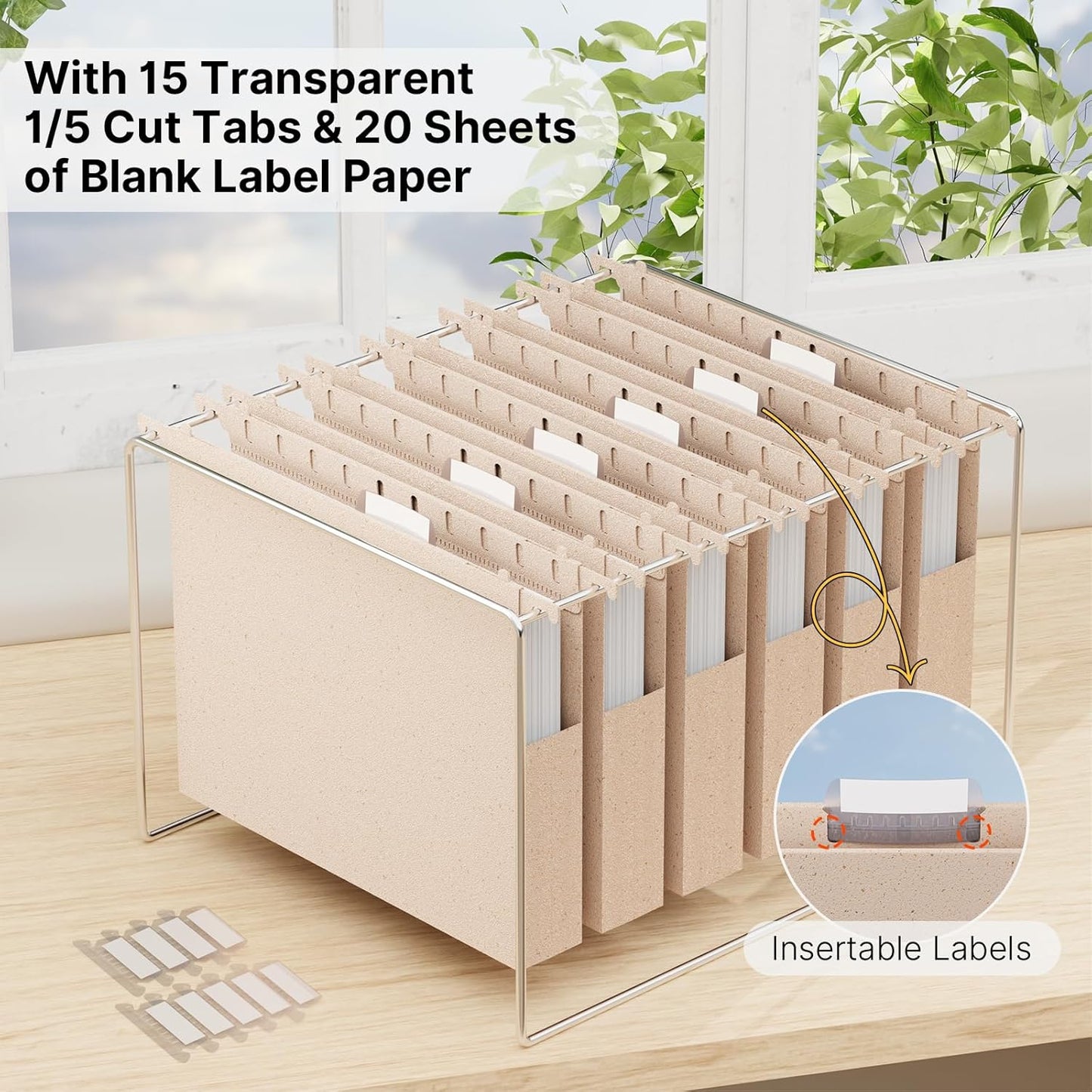 Wheat Straw Plastic Hanging File Folder Letter Size,Heavy Duty 1'' Expansion,12 Pack Extra Capacity Filing Cabinet Folders,File Organizer Designed for Bulky Files,Medical Charts（Morandi Pink