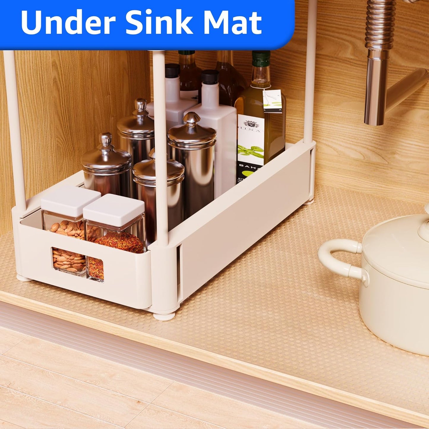 Shelf Liners for Kitchen Cabinets Large: 30 Inch Wide x 20 FT Long Waterproof Clear Under Sink Mat - Non-Adhesive Easy to Cut Drawer Liner for Pantry Shelves Refrigerator Translucence
