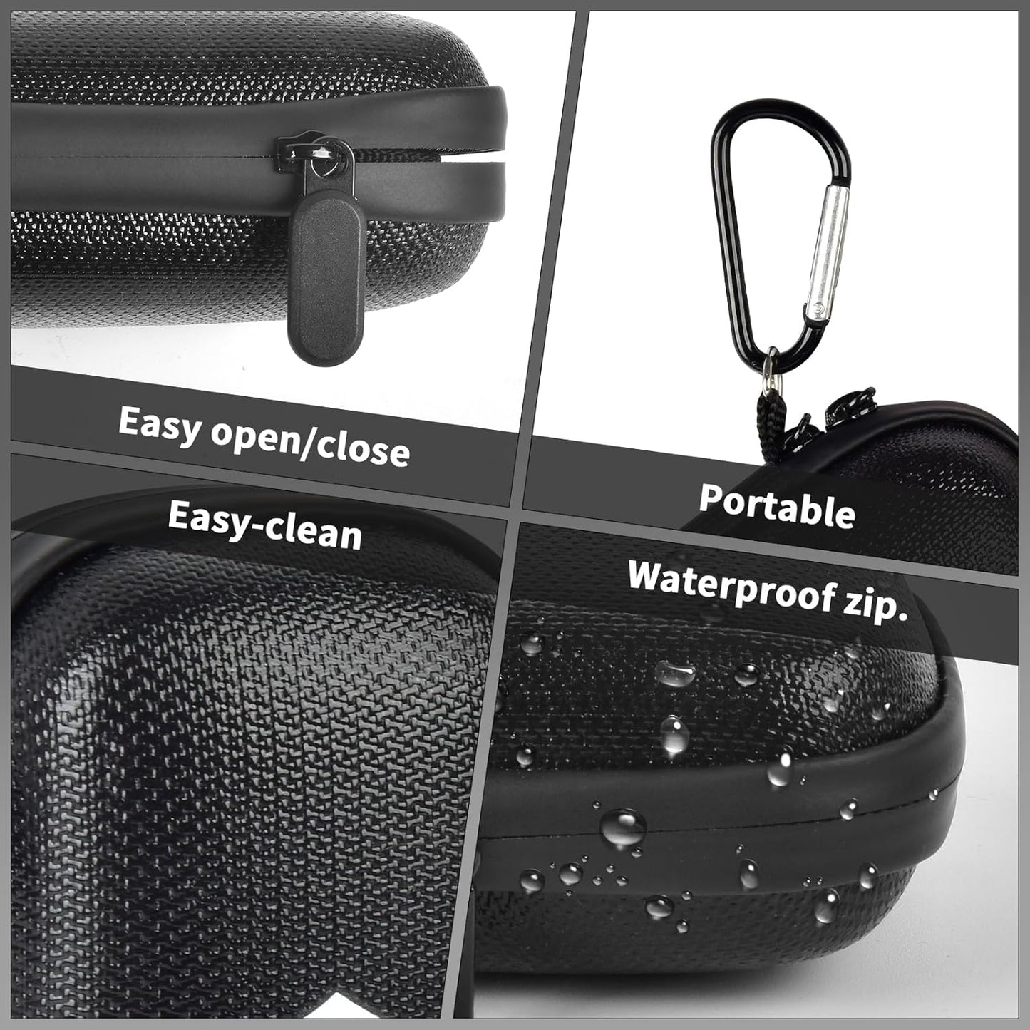 Fireproof& Waterproof Case for SanDisk Extreme Portable External SSD 500GB 1TB 2TB 4TB 8TB Solid State Drive, Zipper Travel Cable Organizer with SD SDXC SDHC Card Slots, Storage Pouch Only (Black)