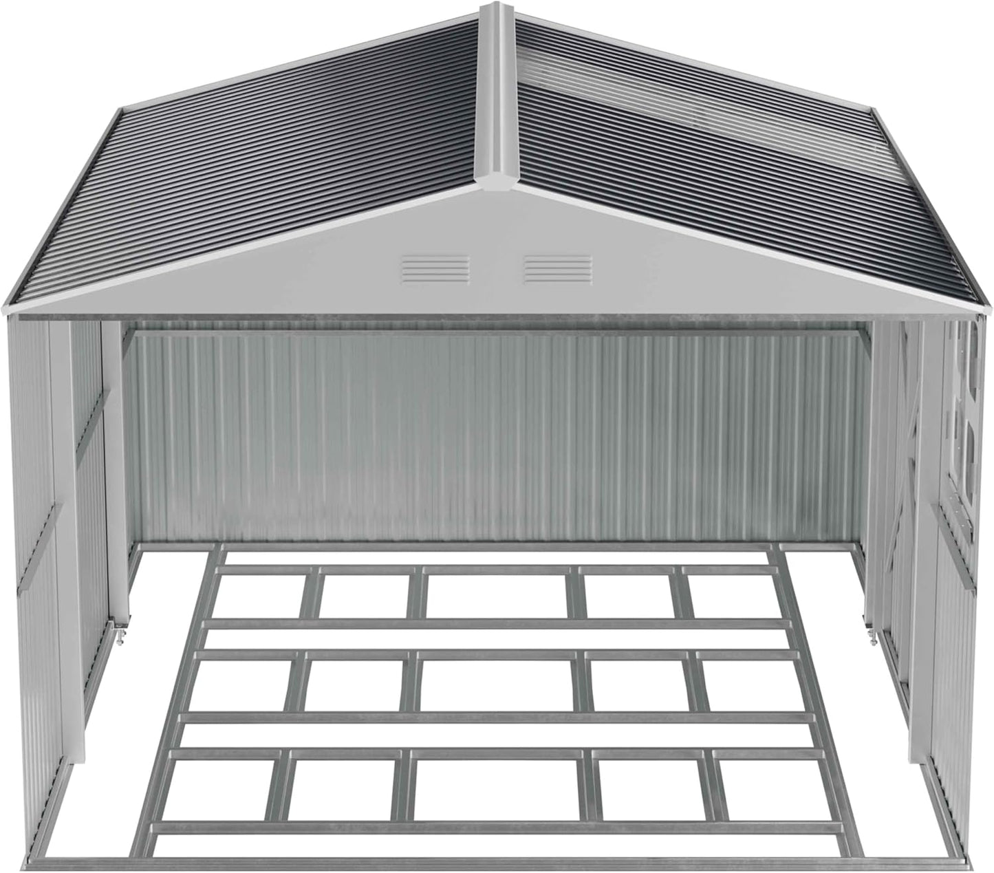 Metal shed 12x10 FT with Floor Kit, Outdoor Storage, Heavy-Duty Garden Sheds with Customizable Skylight & Reinforced Steel Frame, Weatherproof Galvanized Tool Tiny House for Backyard, Patio, and Lawn