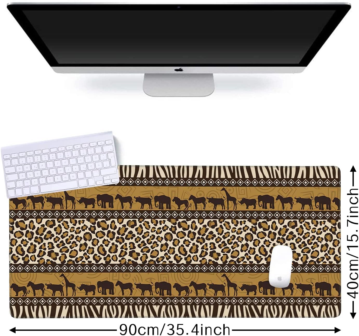 African Style Gaming Mouse Pad XXL Large Desk Mouse Pad Keyboard Mat with Stitched Edges Waterproof Non-Slip Desk Mat for Laptop,Keyboard,Computer 35.4 * 15.7 Inch