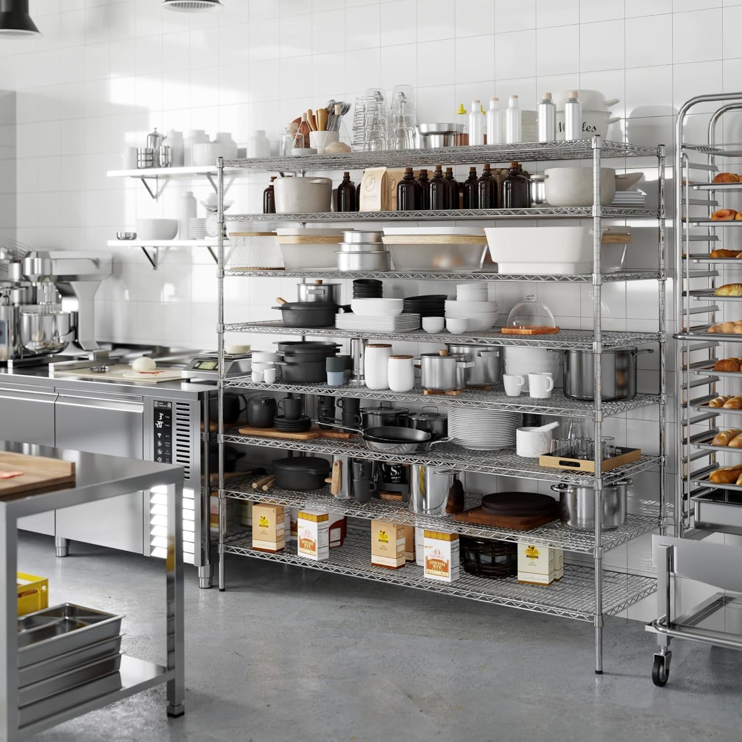 24" Deep x 72" Wide x 74" Height Wire Shelving Kit | 8-Tier | NSF Commercial Storage Rack Unit