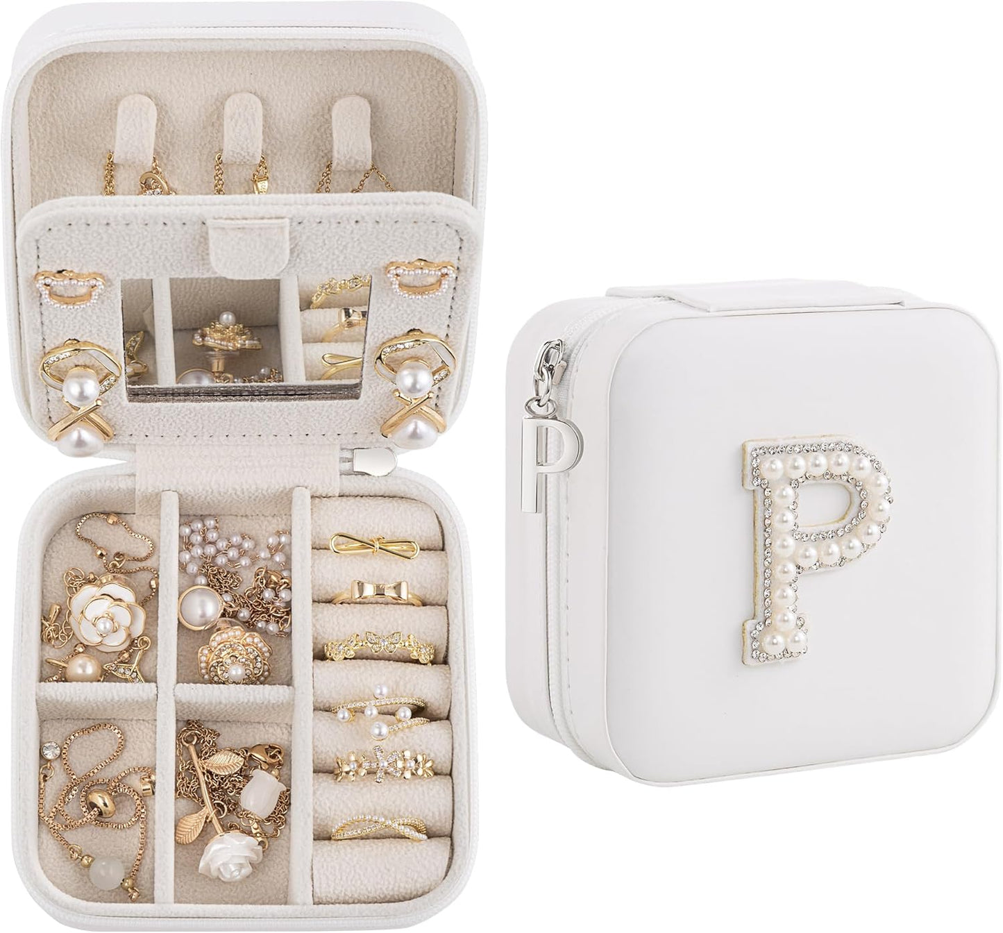 Birthday Gifts For Women, Initial Jewelry Box, Travel Jewelry Case, Gifts for Wife Girlfriend, Small Travel Jewelry Organizer, Gift for Girls, Graduation Gifts for Her, Bridesmaid Gifts