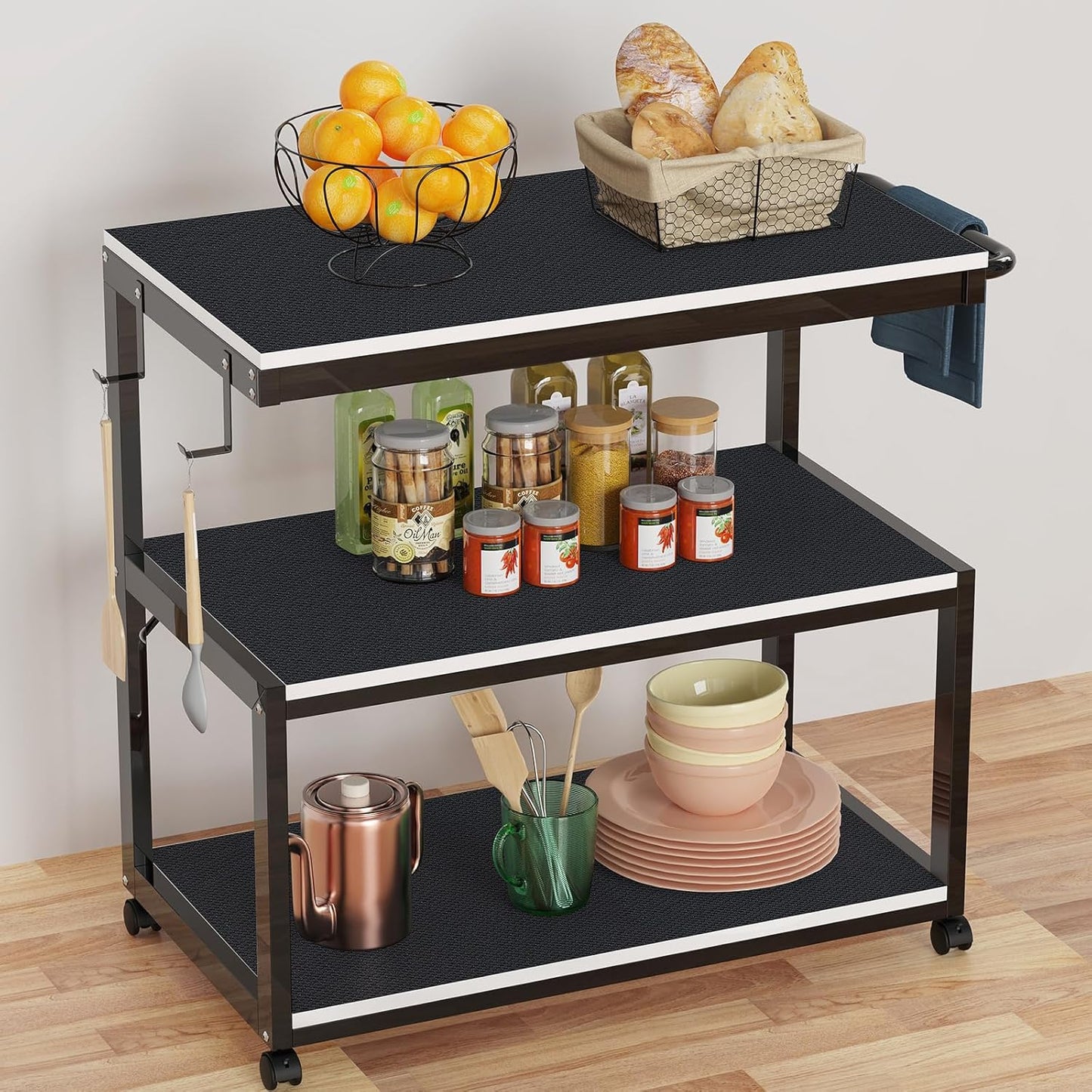 Black Shelf Liners for Kitchen Cabinets Non Adhesive Drawer Liner for Bathroom Waterproof Refrigerator Liners for Shelves Fridge Plastic Mats Cabinet Cupboard Liner 17.5 x 236.2 Inches