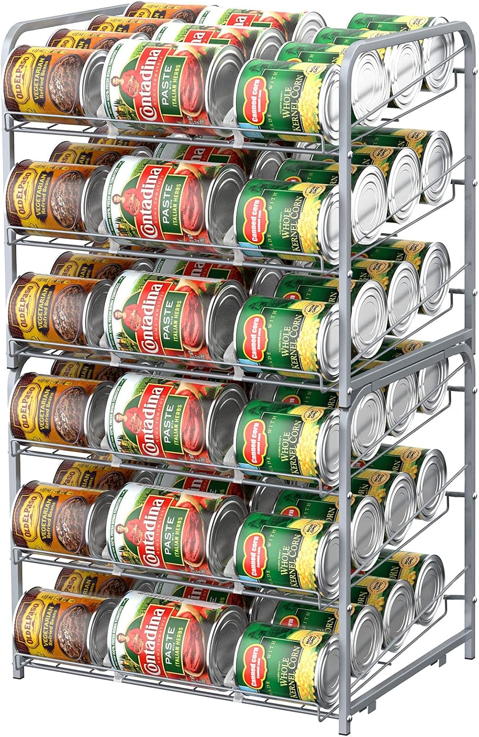 BTY Can Organizer for Pantry Stackable 2 Pack, Can Storage Organizer Rack Stacking Can Dispensers Small Space Holds up to 36 Cans for Pantry, Kitchen, Cabinet- Silver