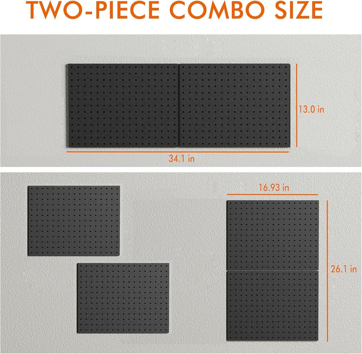 G.CORE Heavy Duty Metal Pegboard Organizer - Wall Storage Steel Peg Board Panels Set 1/4 inch Round Holes 17"x13" 4 Pack Garage Craft Tool Display Hanging Rack Organization Kit with Mounting Hardware
