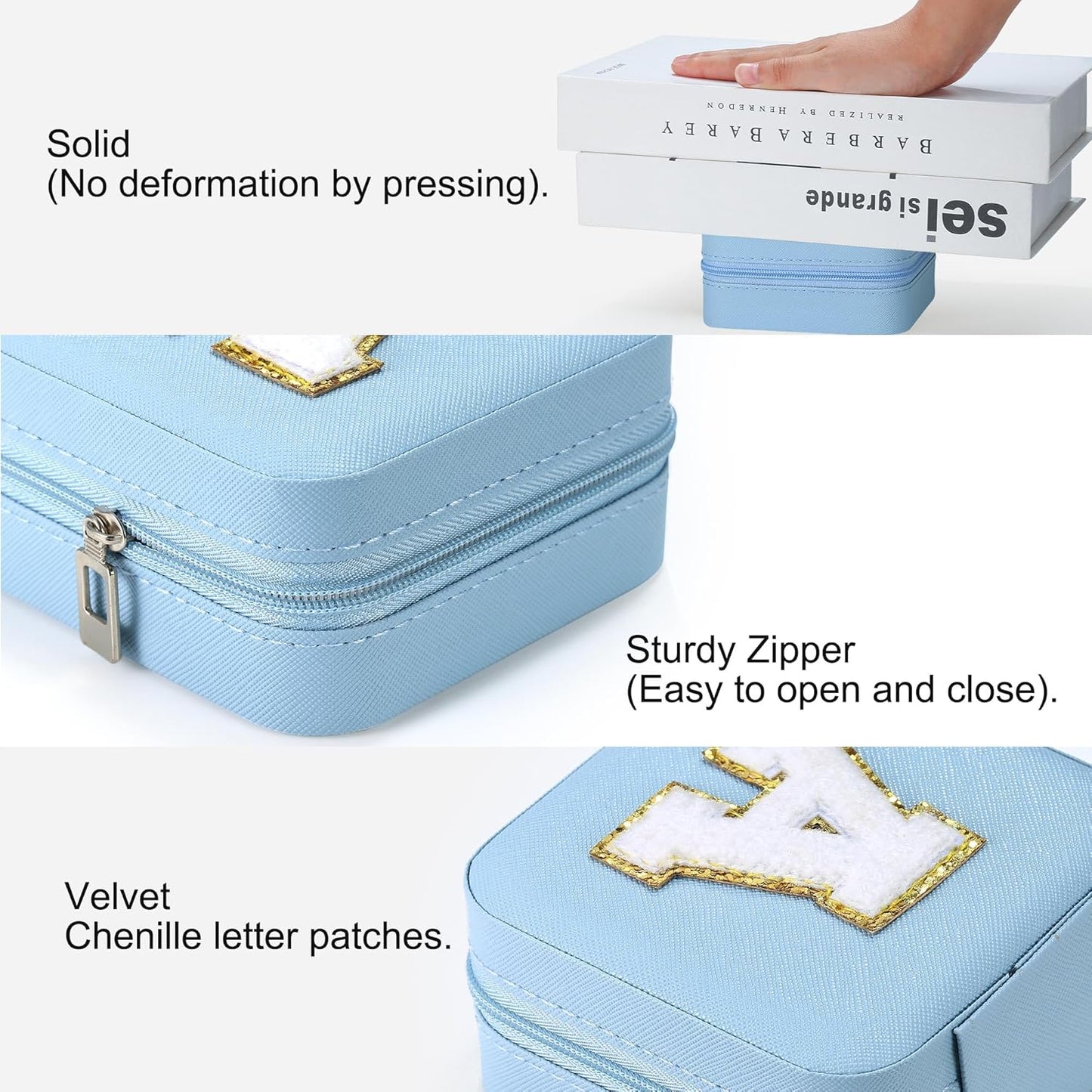 Parima Christmas Stocking Stuffers Gifts for Grandkids - Travel Jewelry Case for Girls' Jewelry Box | Unique Christmas Gifts for Teenage Girls Women Friends - Personalized Letter J, Sky Blue