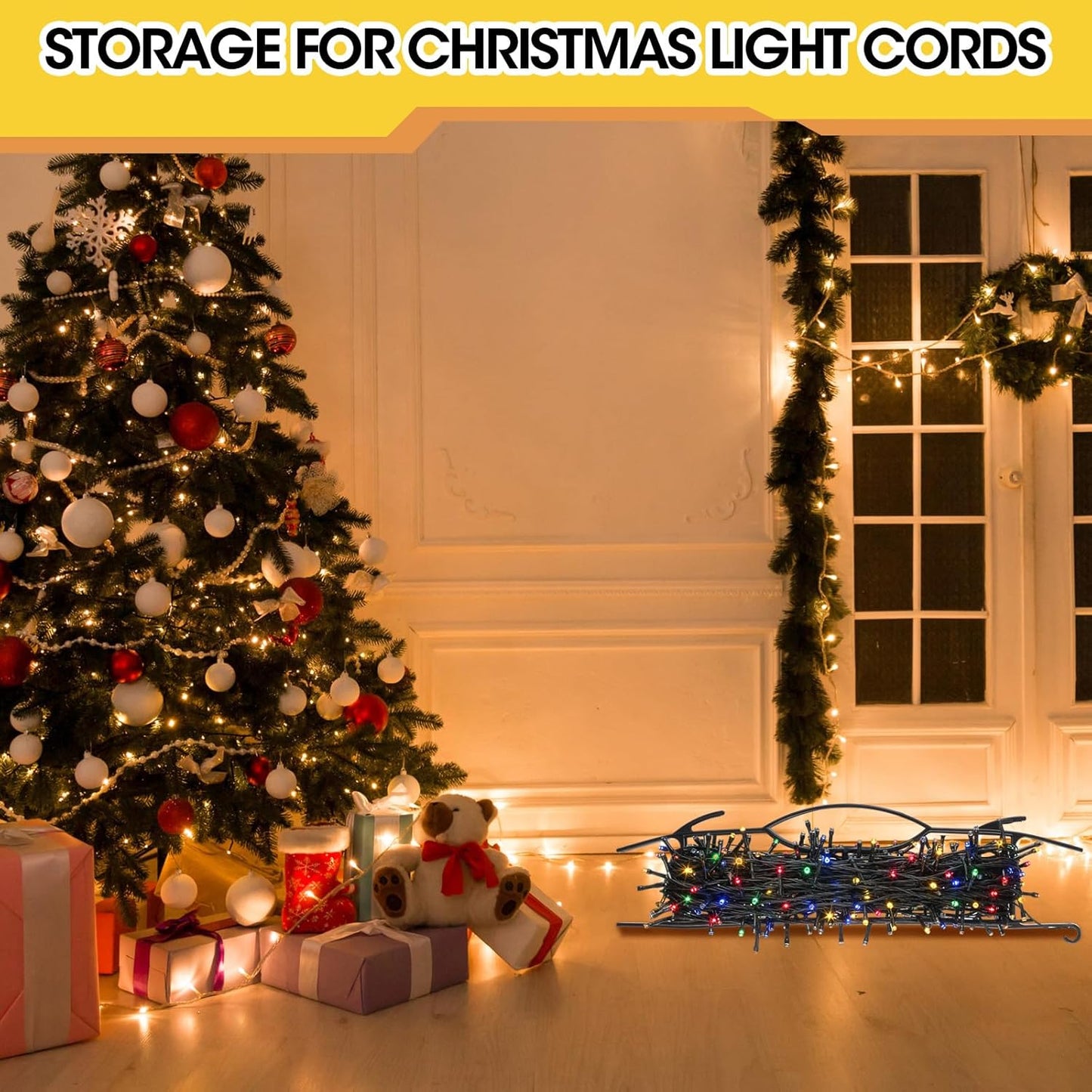Ripeng 6 Pcs 15.7“ Light Duty Extension Cord Storage Reel Durable H-frame Extension Cord Holder Hose Organizer Wrap, Black