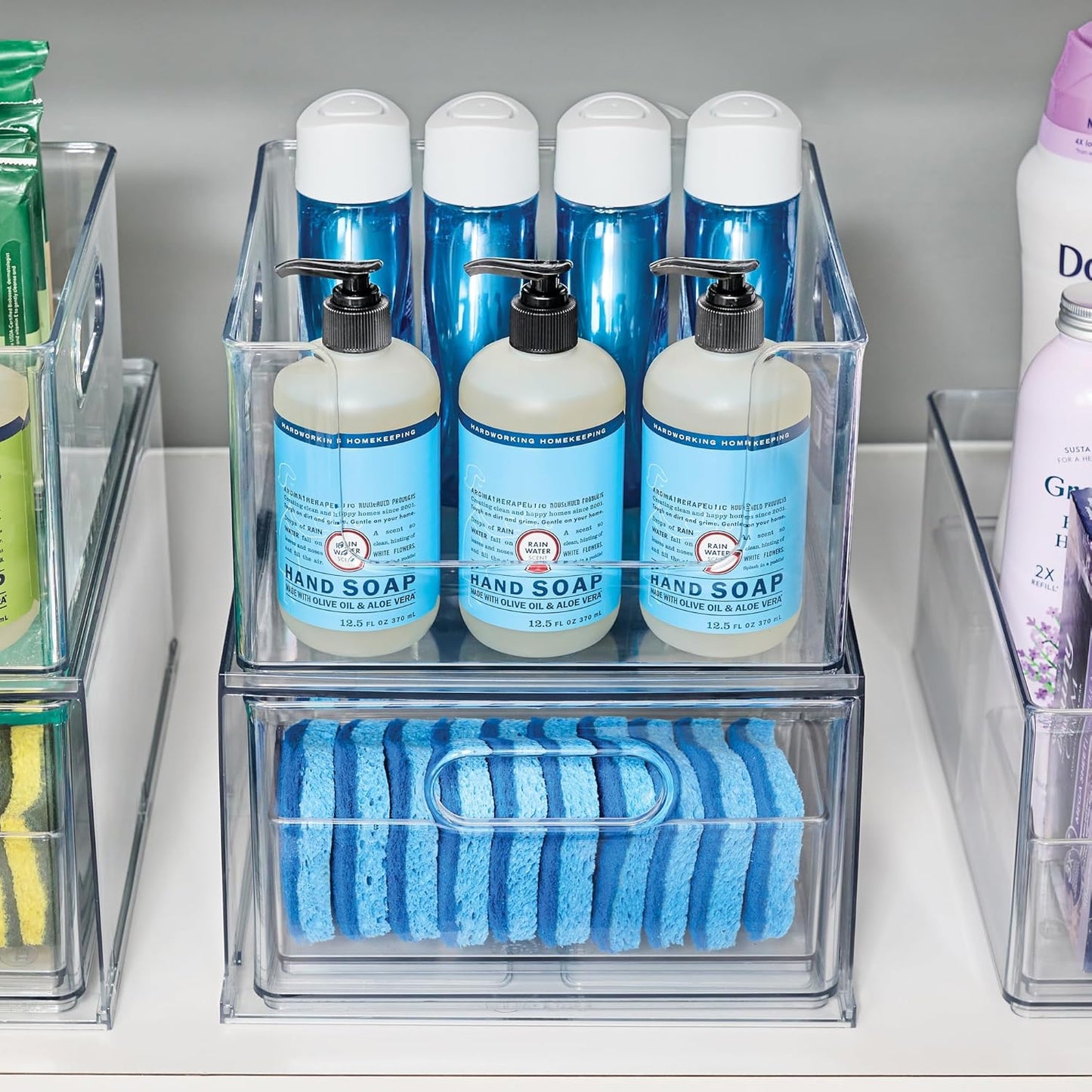 iDesign Stackable Clear Plastic Open Front Storage Bin, Easy Access Organizer for Pantry or Cabinet