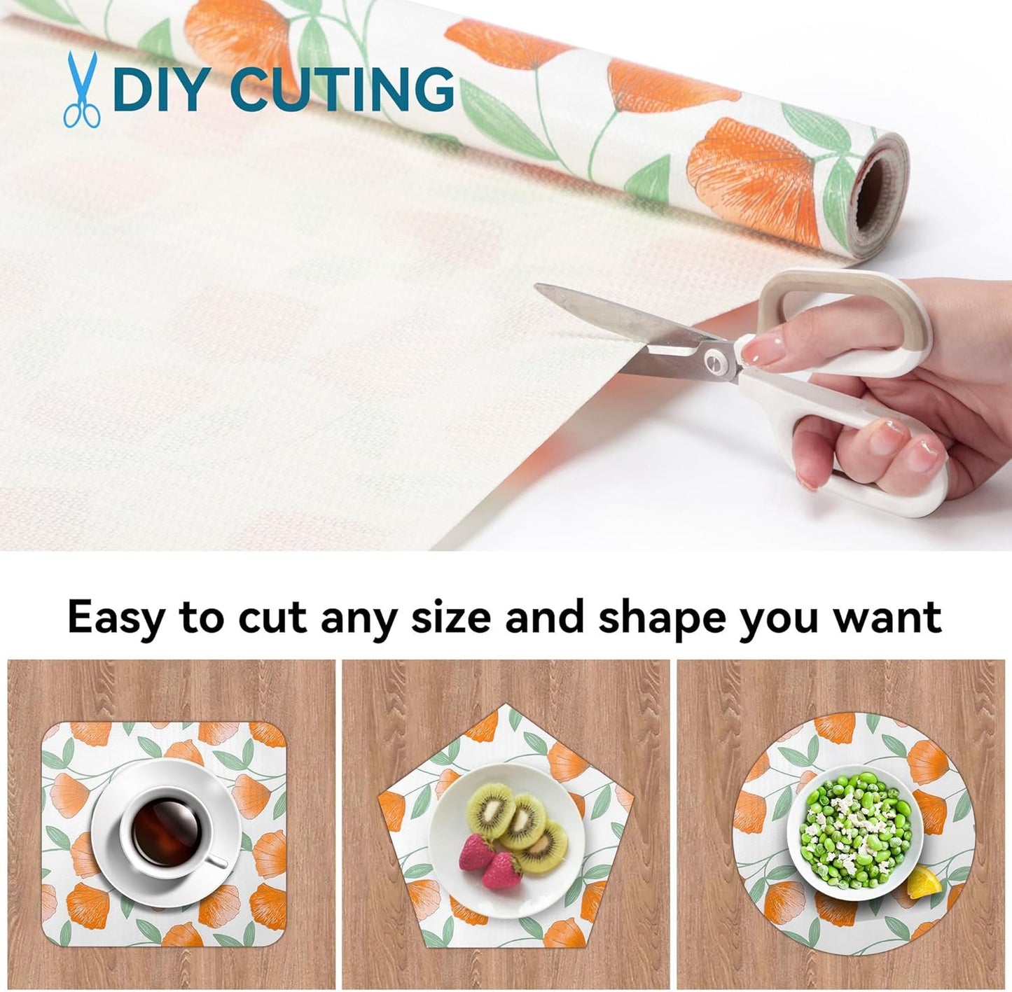 12" W x 120" L Floral Drawer and Shelf Liner for Cabinets, Non-Adhesive Strong Grip Non-Slip Flower Shelf Cabinet Kitchen Shelf Liners for Kitchen Cabinets
