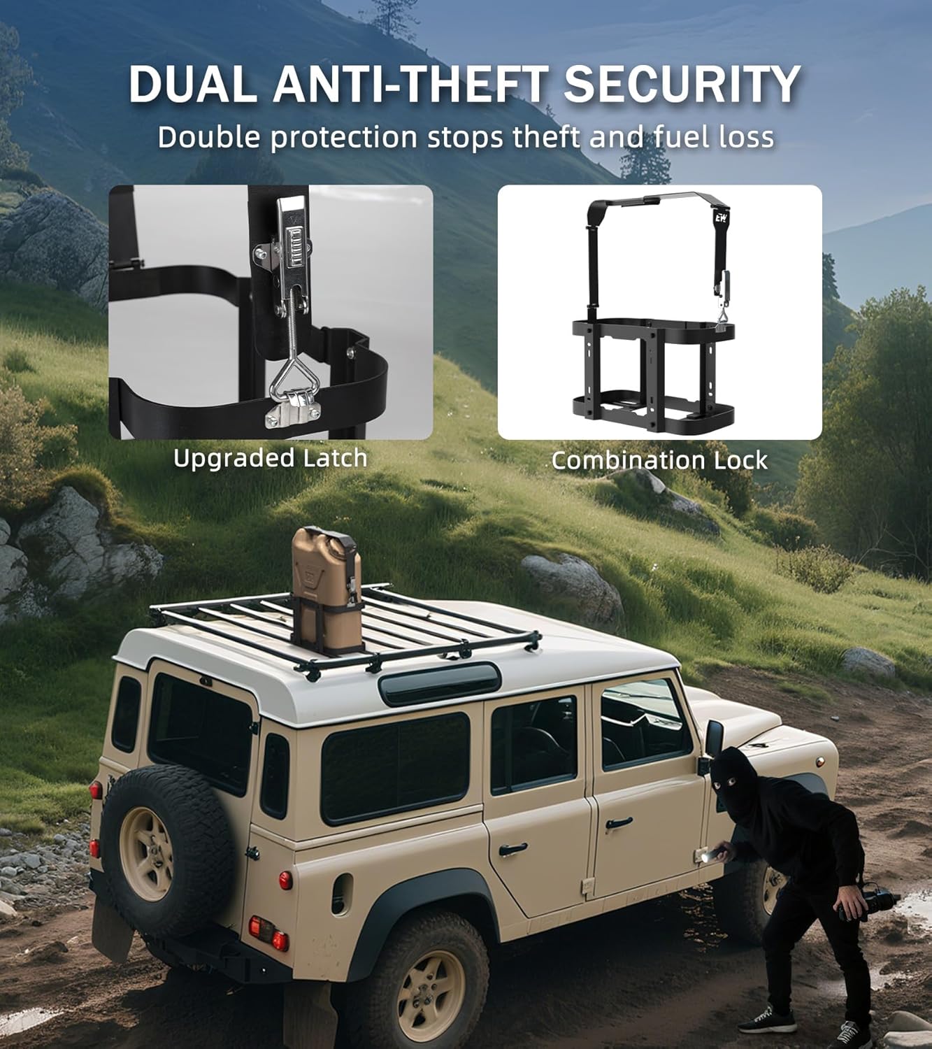 ELITEWILL 5 Gallon Water Containers Mount Holder, Lockable 20L Water Storage Bracket, Fit for Scepter Water Container & Gas Can Holder for Camping, RV, Off-Road and Overlanding