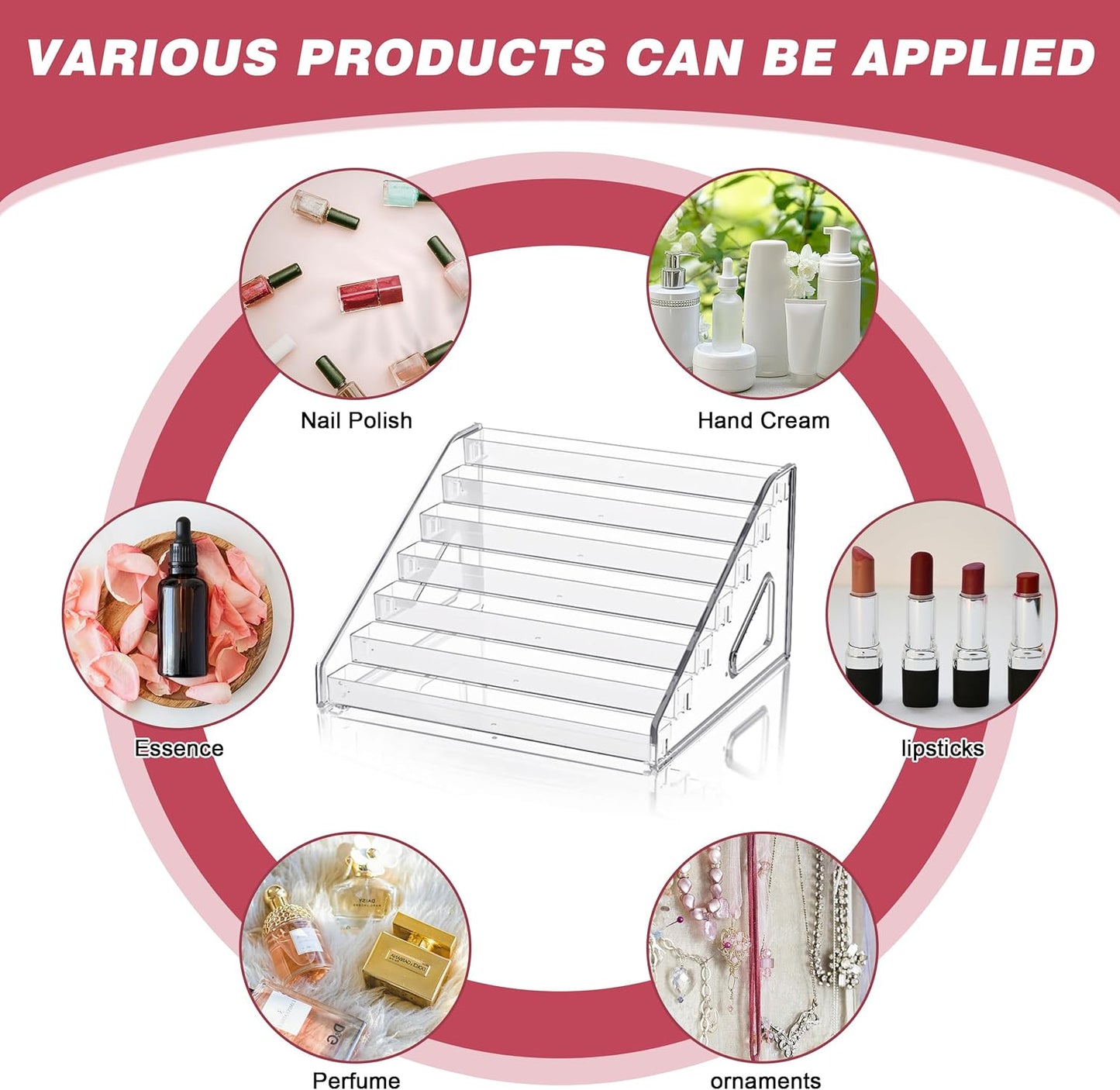 3-Tier Clear Acrylic Nail Polish Storage, Holds 24-48 Bottles, Multi-Purpose Nail Polish Rack, Sunglasses, Essential Oils and Cosmetics