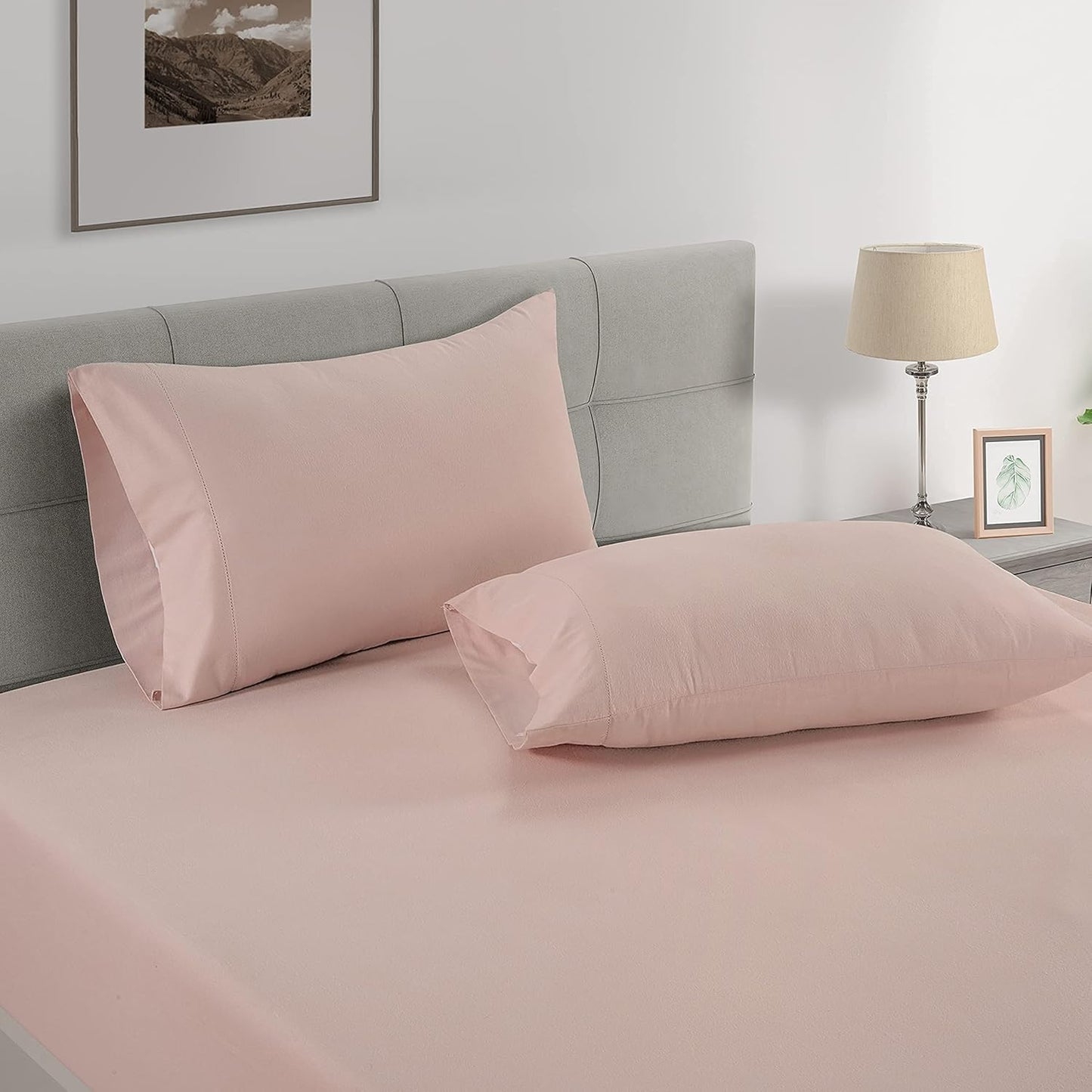LANE LINEN Pillow Case Covers King Set of 2 100% Egyptian Cotton Sateen Soft Cool & Smooth 1000 Thread Count Cases - Sepia Rose