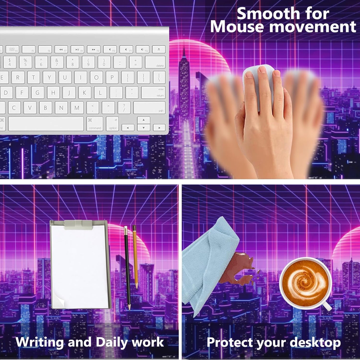 Desk Mat,Cyberpunk Gaming Mouse Pad,XXL Extended Mouse Pad Mat for Office,Computer,Keyboard with Non-Slip Base Stitched Eges Mousepad 35.4x15.75 inch