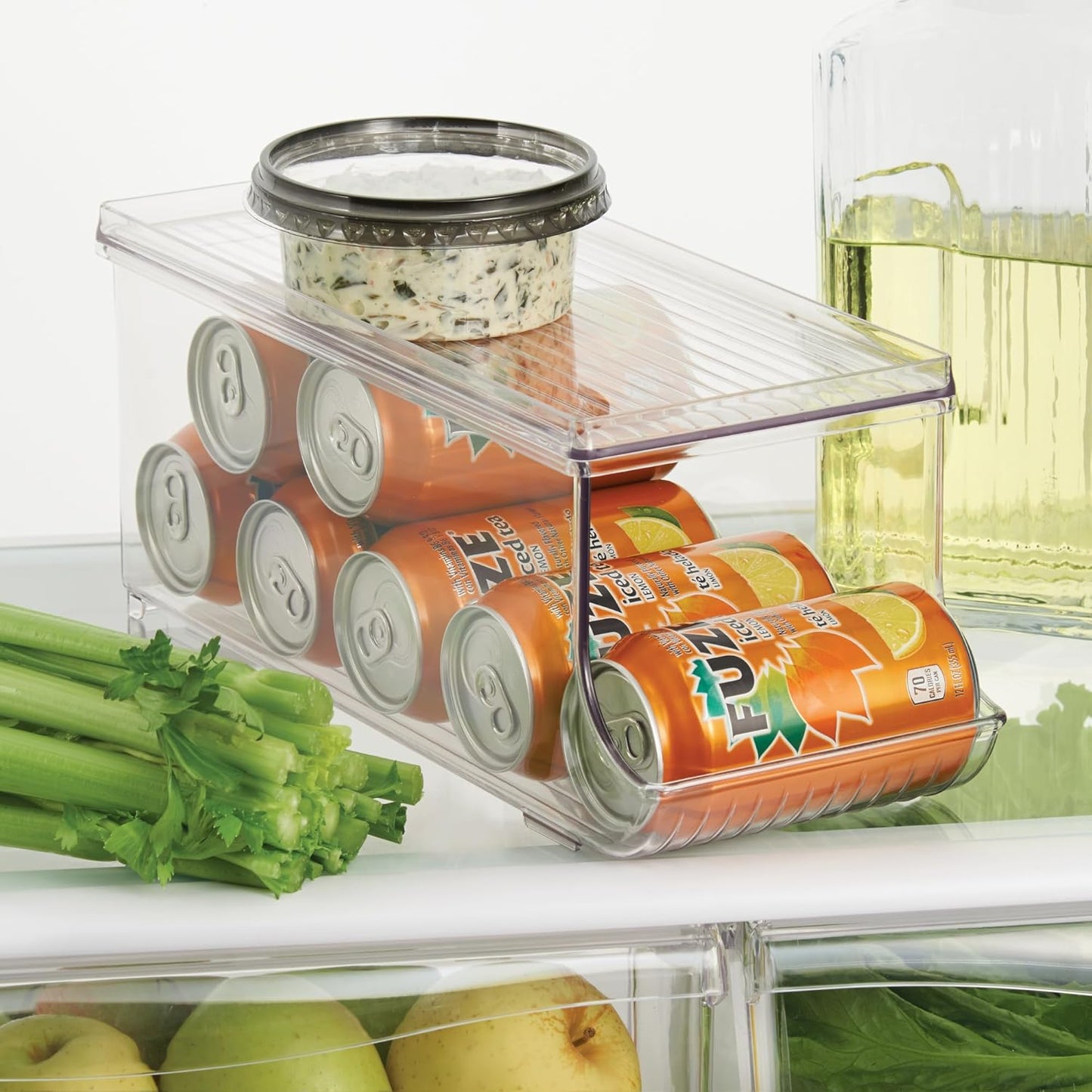 iDesign Soda Can Organizer with Lid for Pantry or Refrigerator - Set of 4 - Clear