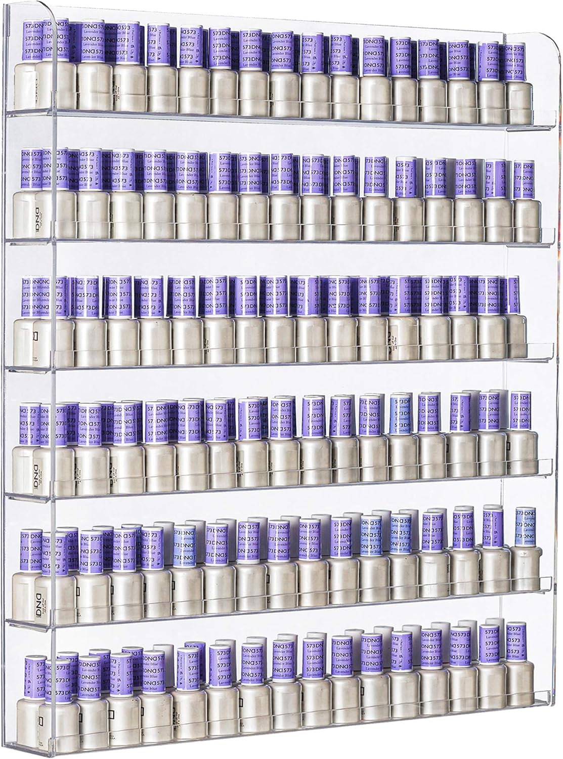 AMT 6 Tier Acrylic Nail Polish Racks for the Wall, Holds up to 180 Bottles, CLEAR Nail Polish Display, Essential Oils Organizer. Plus a Microfiber Cloth for Cleaning Purposes