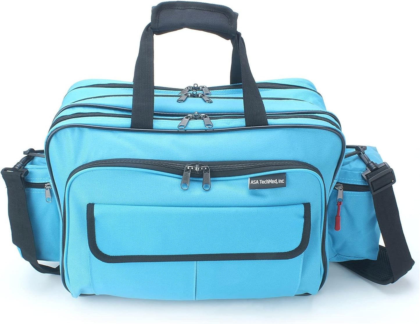 ASA TECHMED Nursing Bag with Compartments – Durable Medical Equipment Shoulder Bag for Nurses, Physicians, EMTs, Multi-Pocket, Nylon Reinforced, Adjustable Straps (Teal)