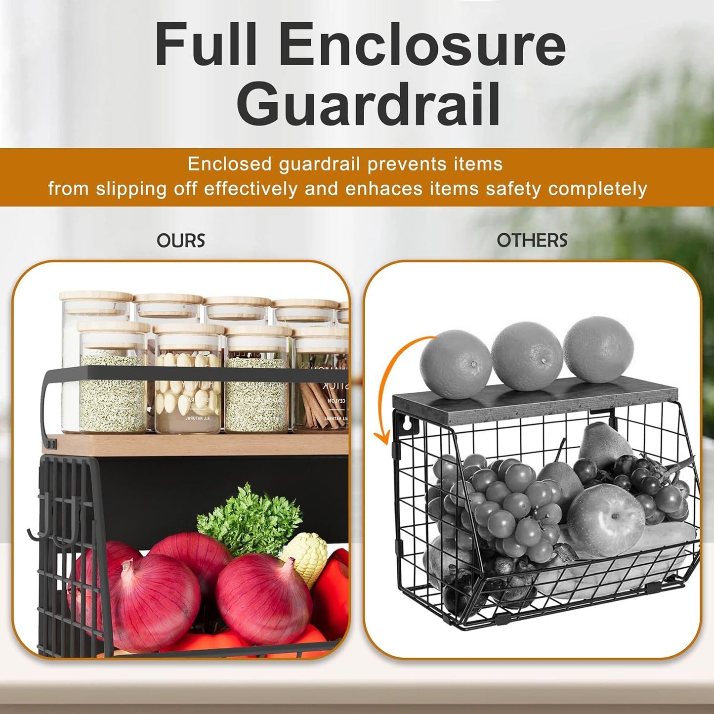 Magnetic Shelf for Fridge,Onion and Potato Spice Snacks Fruit and Vegetable Storage and Organizer,Wire Basket for Pantry,Kitchen Countertop,RV and Laundry