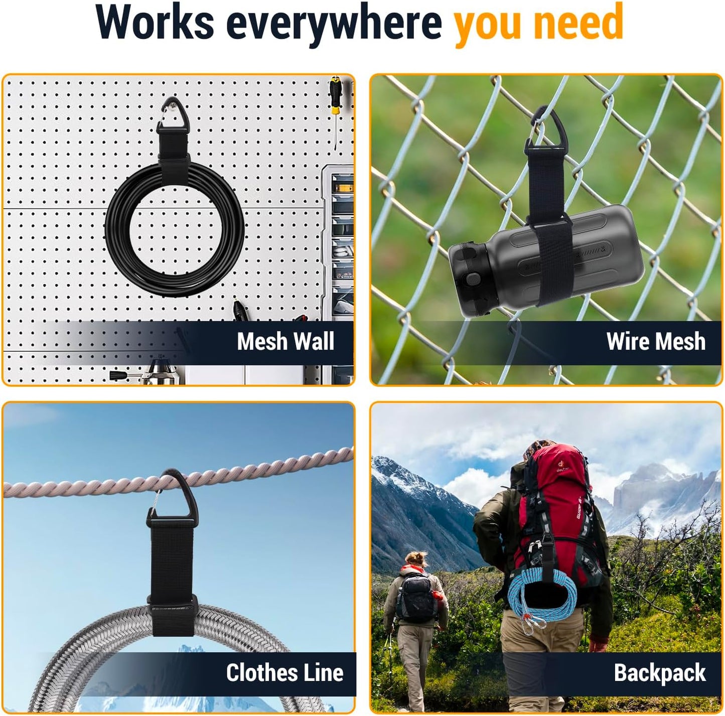 Easy Hang Extension Cord Holder Organizer, Tightened by Gravity, Heavy Duty Storage Straps,Perfect for Garage Organization (2L/2S)
