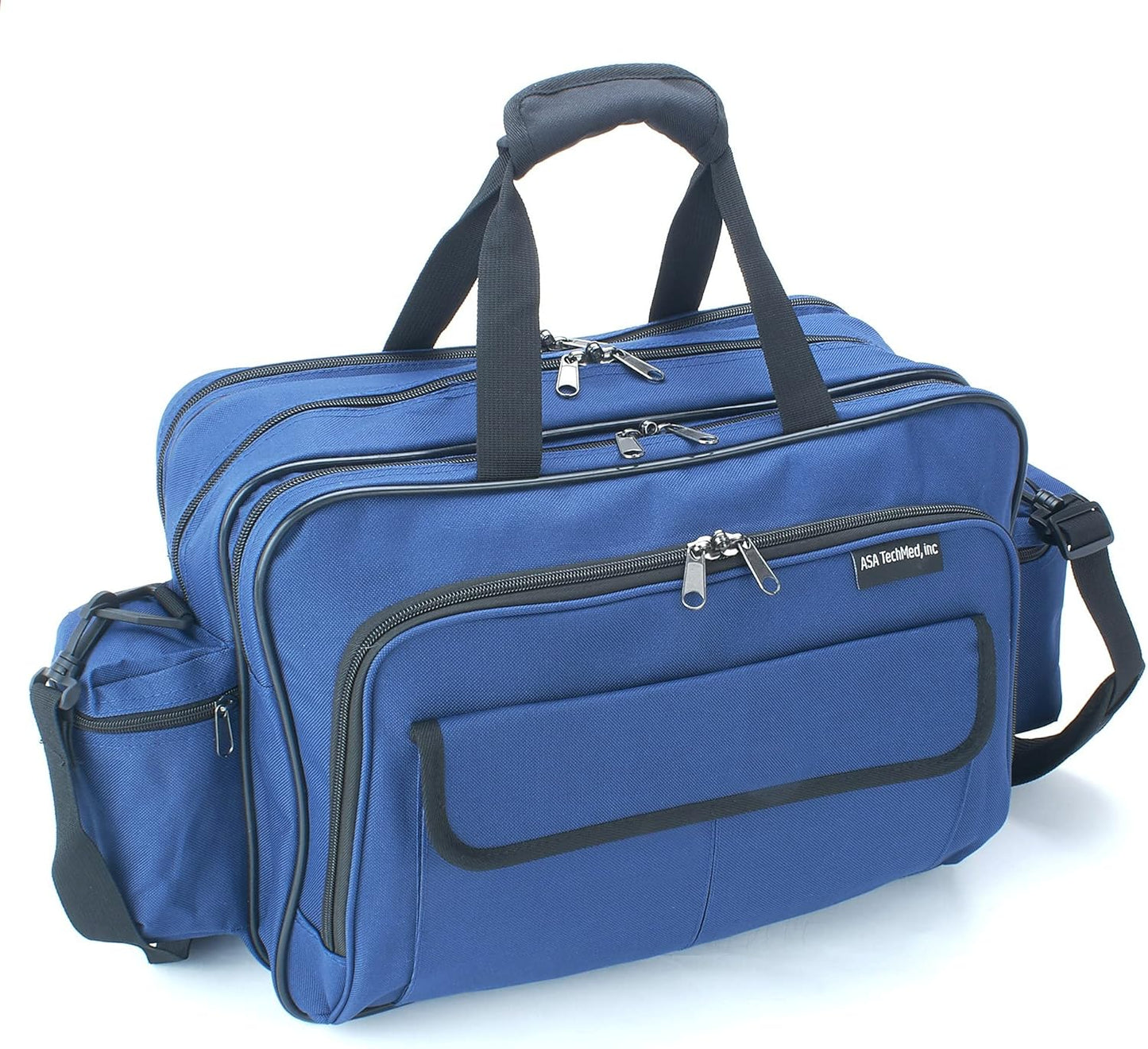 ASA TECHMED Nursing Bag with Compartments – Durable Medical Equipment Shoulder Bag for Nurses, Physicians, EMTs, Multi-Pocket, Nylon Reinforced, Adjustable Straps (Blue)