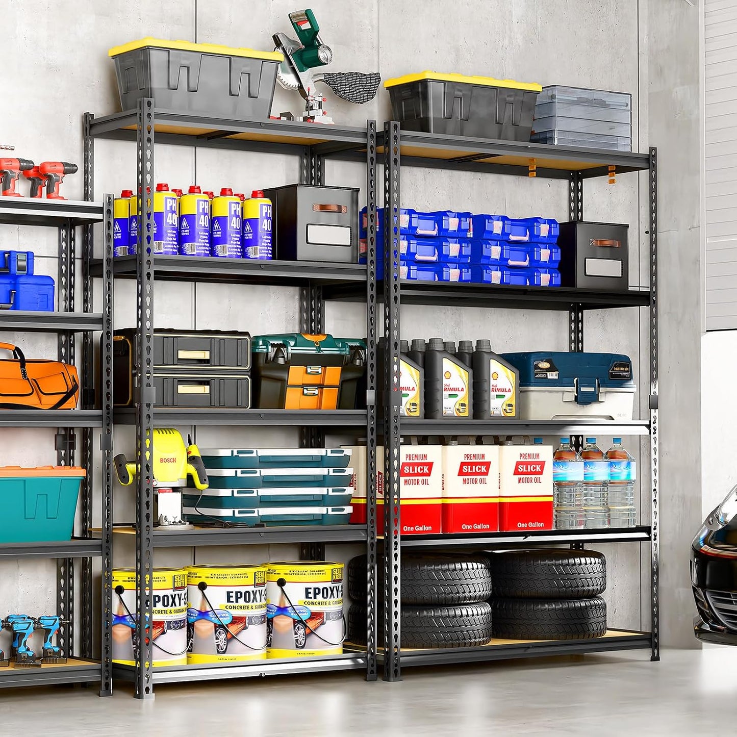 LEVELEVE 5-Tier Heavy Duty Storage Shelving Unit, 2020 lbs Capacity, Adjustable Metal Utility Shelf, 48" L x 18" W x 73" H for Garage, Kitchen, Pantry, Basement, Bathroom, Laundry,3 Pack