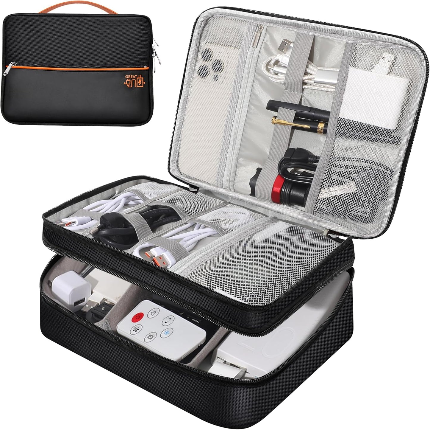 CILLA Electronic Organizer Travel Case, Travel Cord Organizer Case Portable Waterproof Cable Organizer Bag for Charger, Cord, USB, Power Bank, Earphone