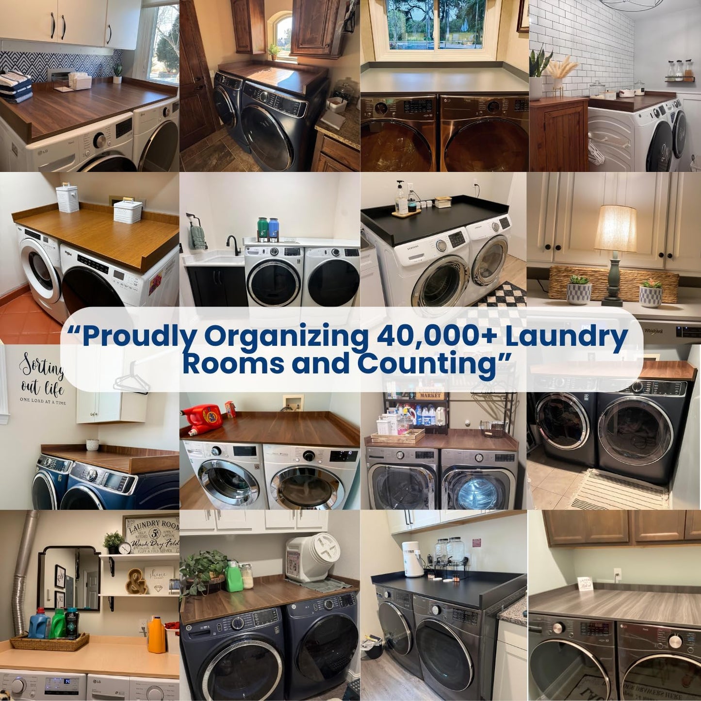 OfficeSimpli Large Washer Dryer Countertop 30 x 58 - Made in USA - Laundry Countertop Over Washer and Dryer, Laundry Room Countertop Organization Solution with Non-Slip Pads, Rustic Oak