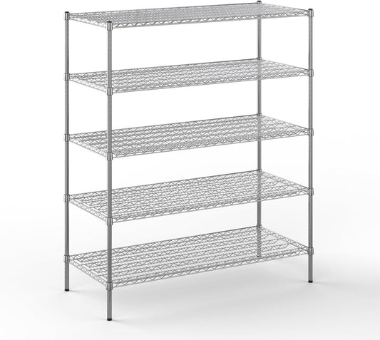21" Deep x 54" Wide x 64" Height Wire Shelving Kit | 5-Tier | NSF Commercial Storage Rack Unit