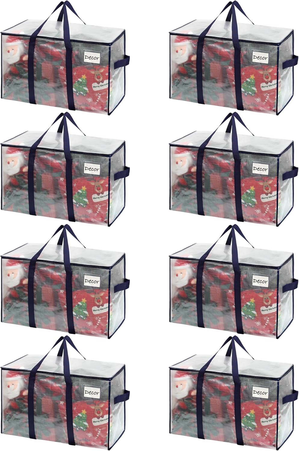 VENO 8 Pack Moving Bags and Large Christmas Storage Bins with lids. Alternative to Moving Boxes, Packing Supplies for College. Extra Large Heavy Duty Totes for Packaging (Clear, 8 Pack)