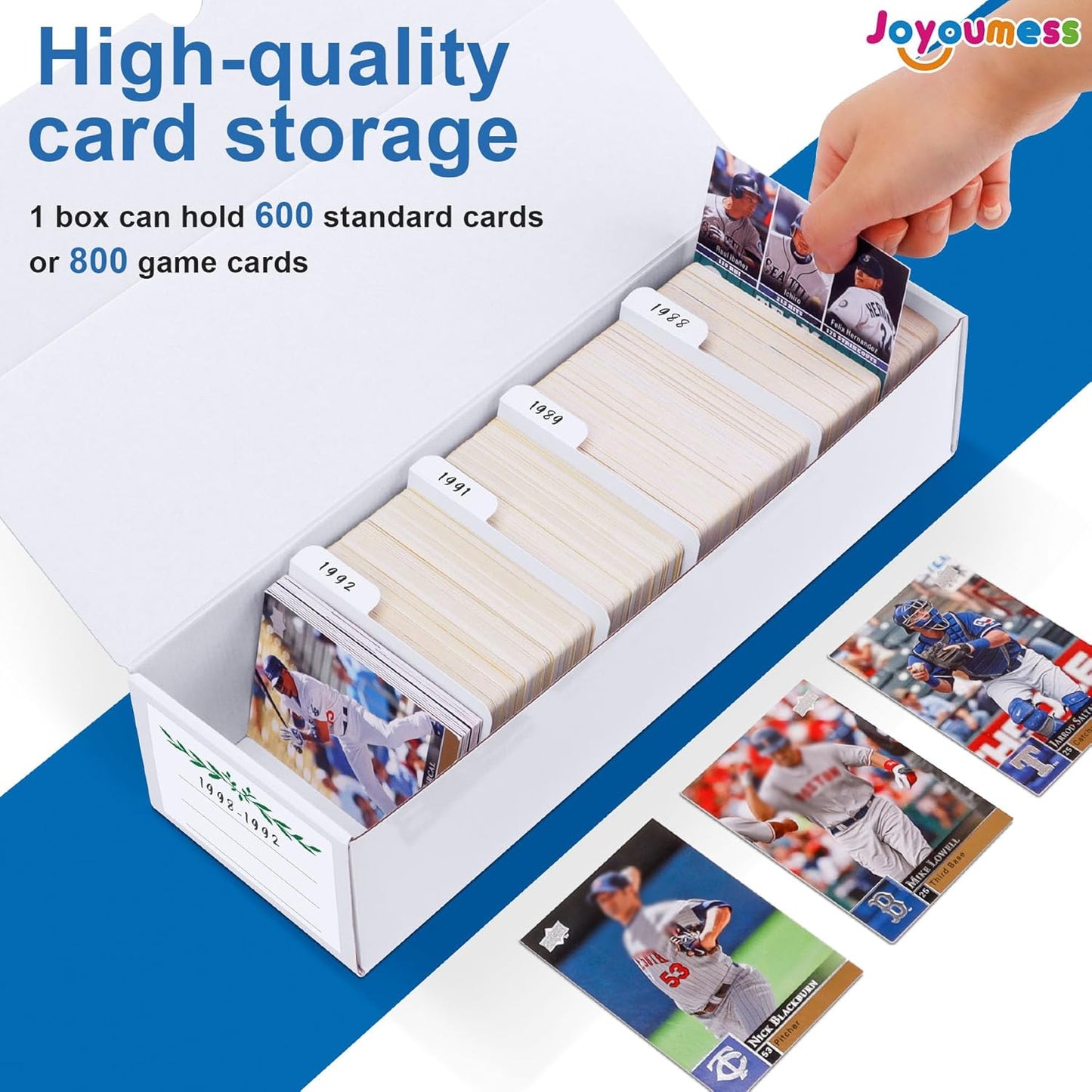 Trading Card Storage Box, card organizer box with dividers for Baseball, Sports, Game, Playing Card Collection, pack of 6